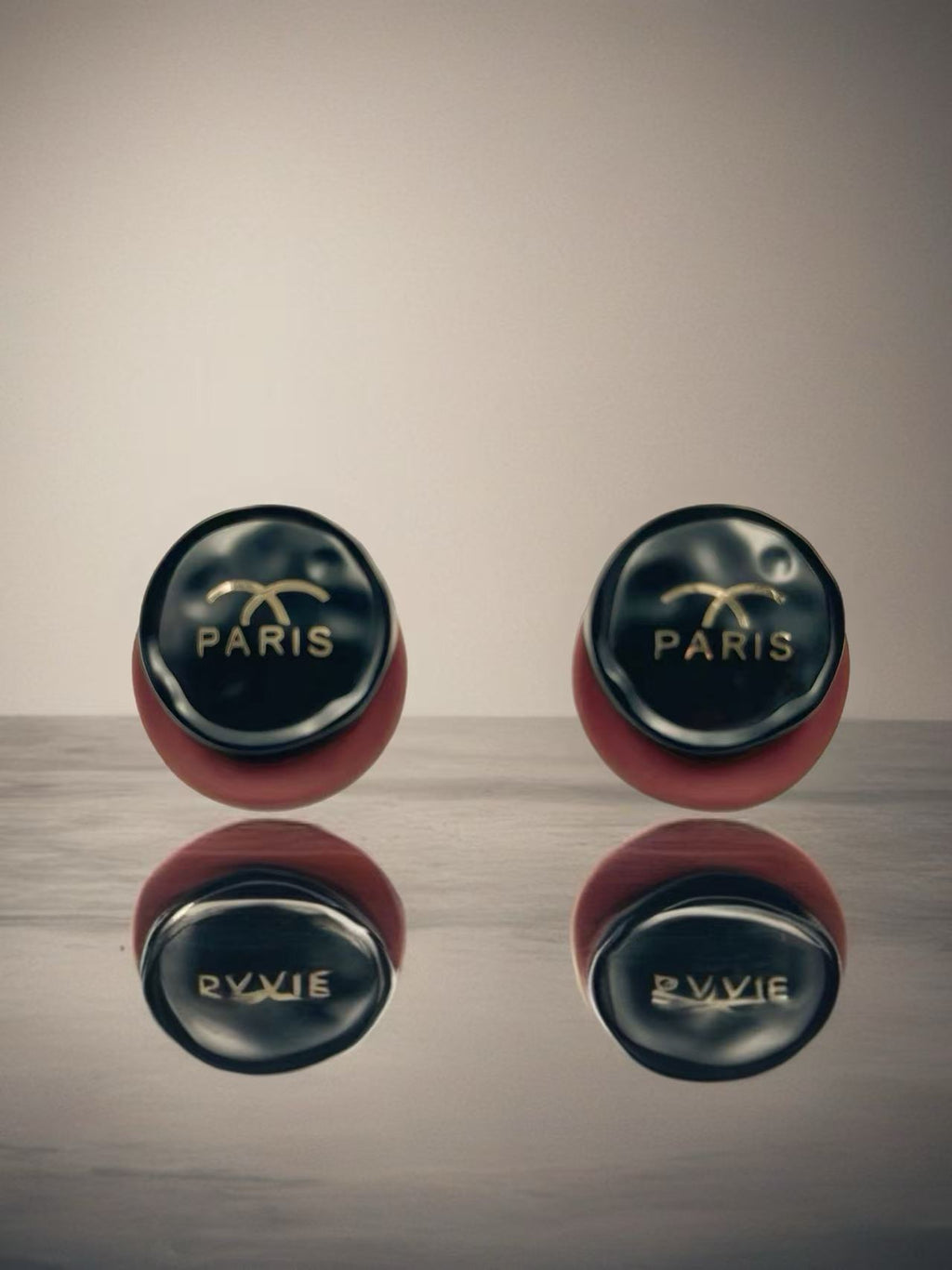 Red & Black Round Paris-Inspired Stud Earrings