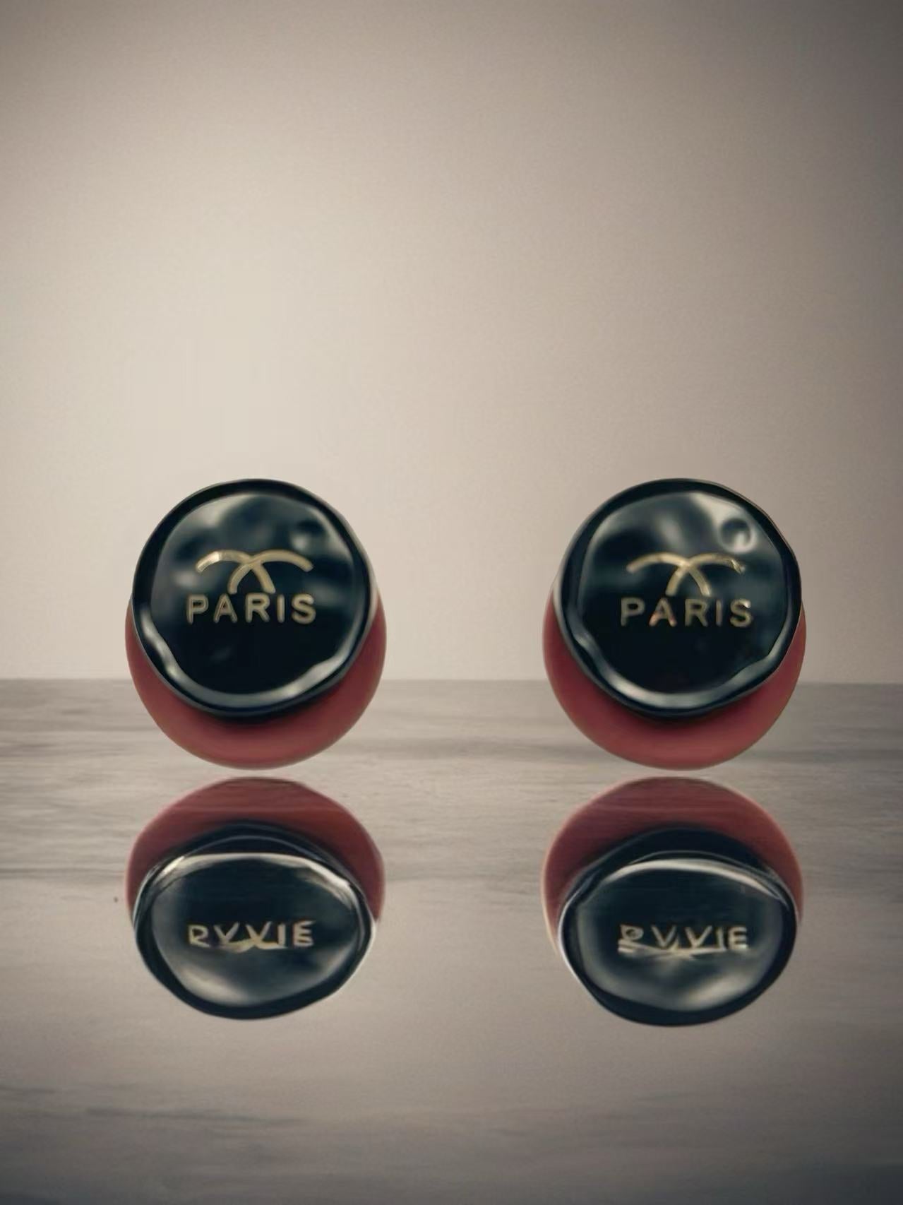 Red & Black Round Paris-Inspired Stud Earrings