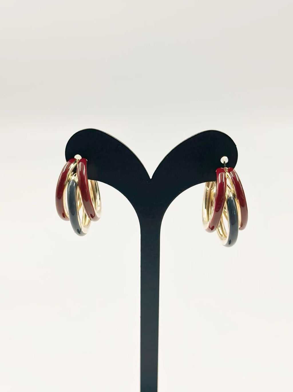 Triple-Tone Interlocking Hoop Earrings