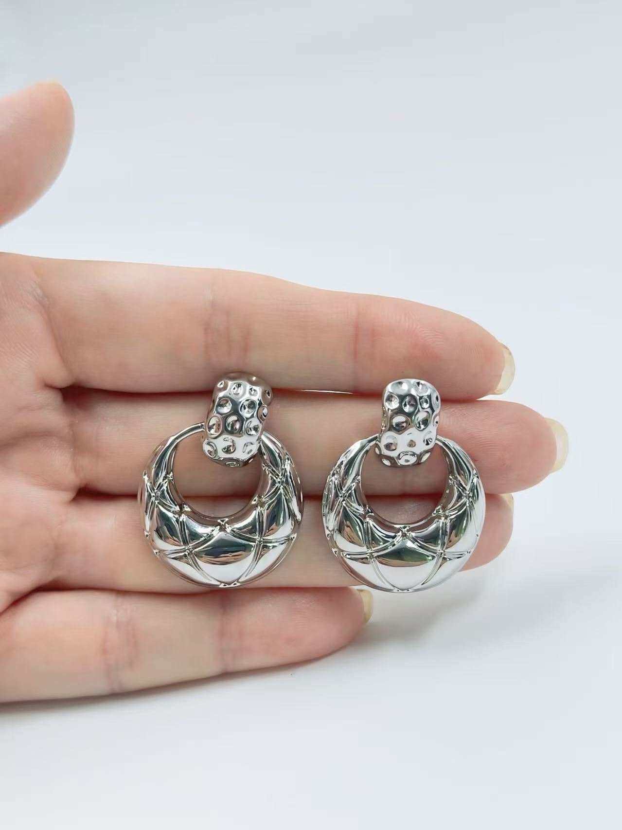 Polished Dome Earrings with Texture Accents