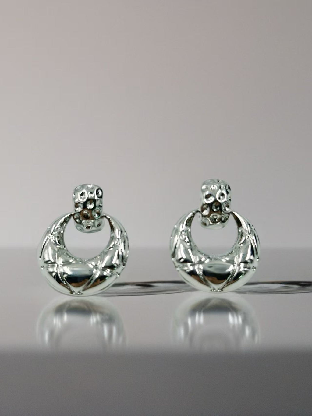Polished Dome Earrings with Texture Accents
