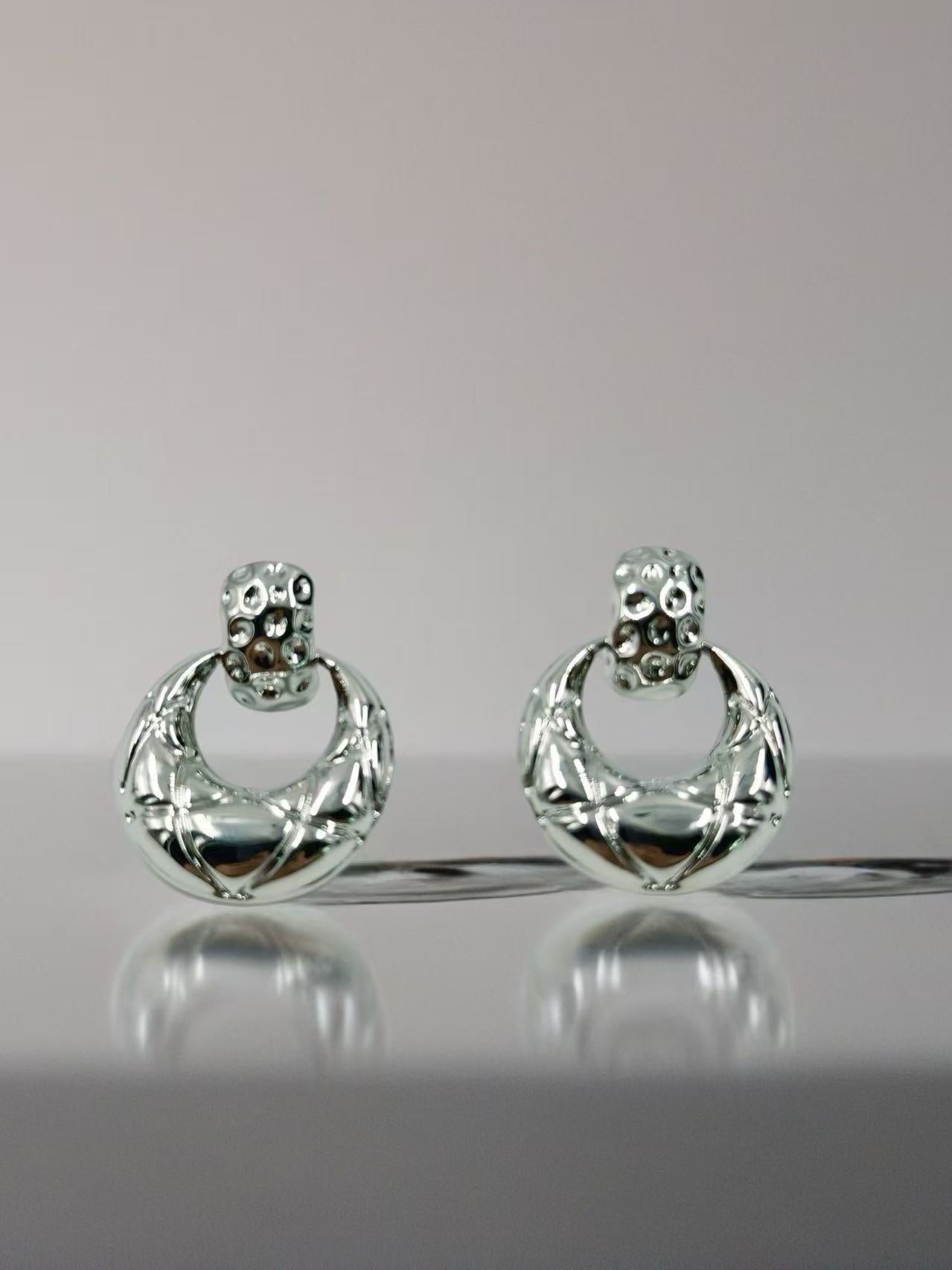 Polished Dome Earrings with Texture Accents