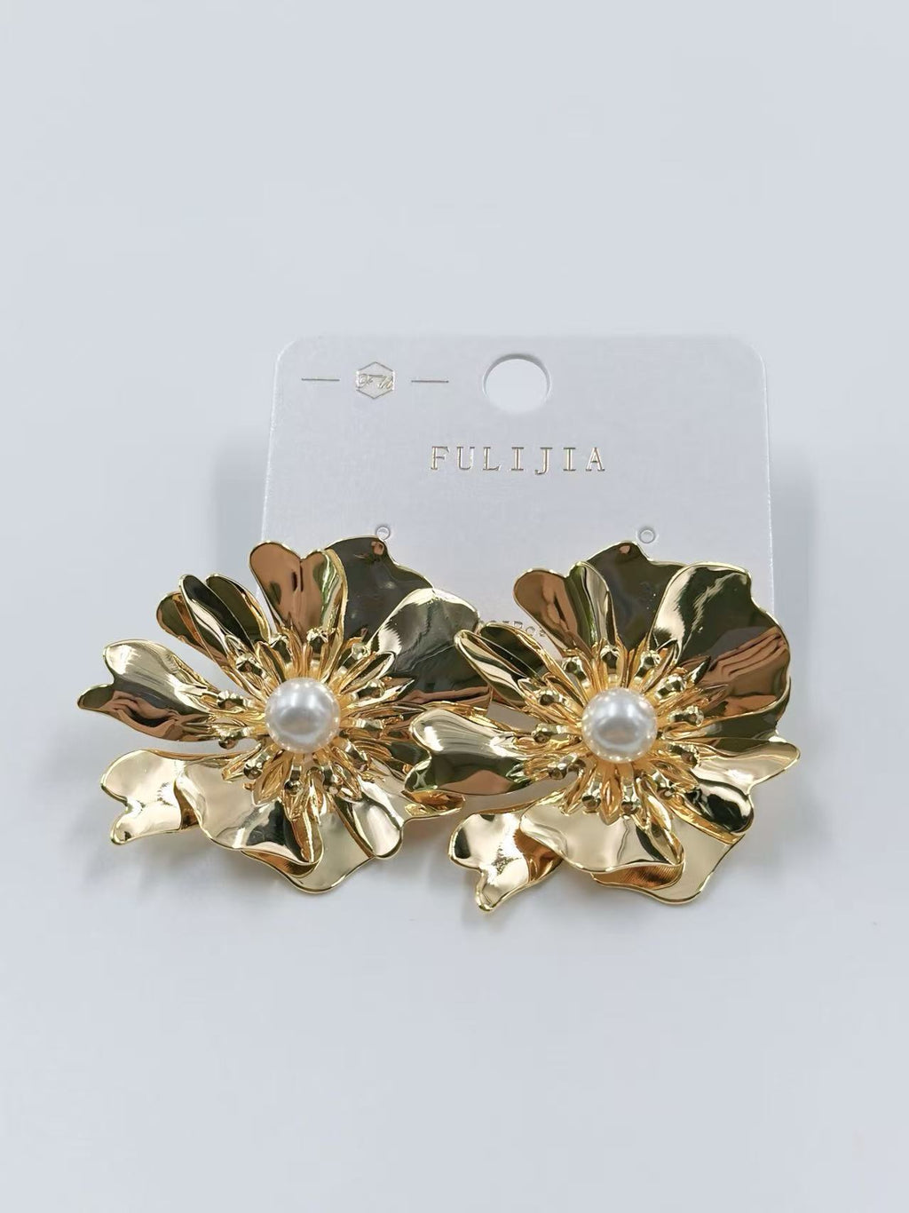 Gold-Tone Floral Statement Earrings