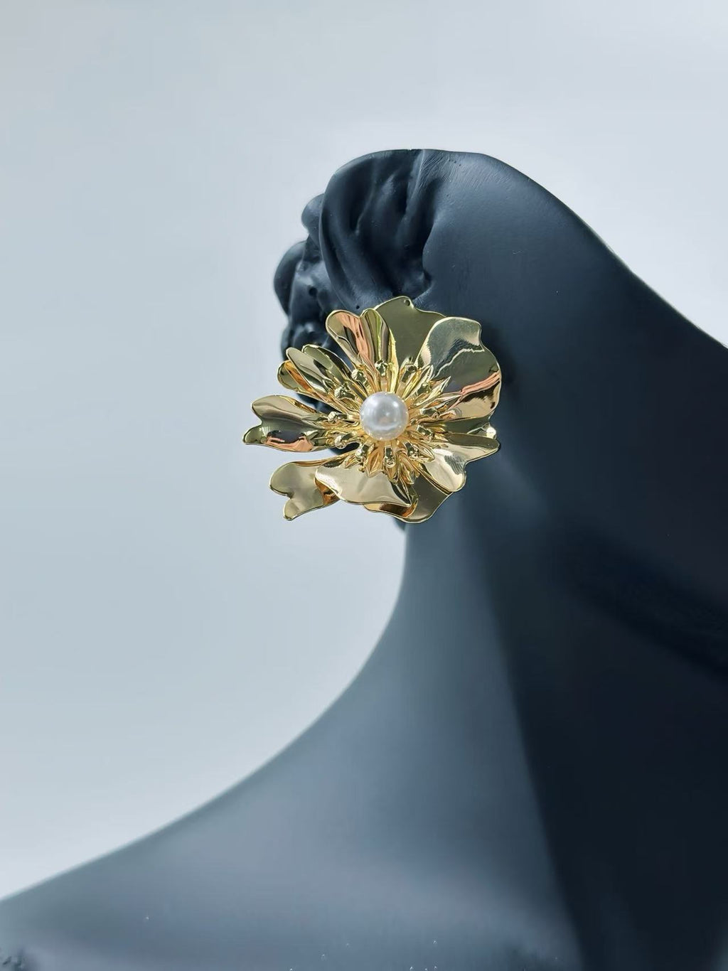 Gold-Tone Floral Statement Earrings