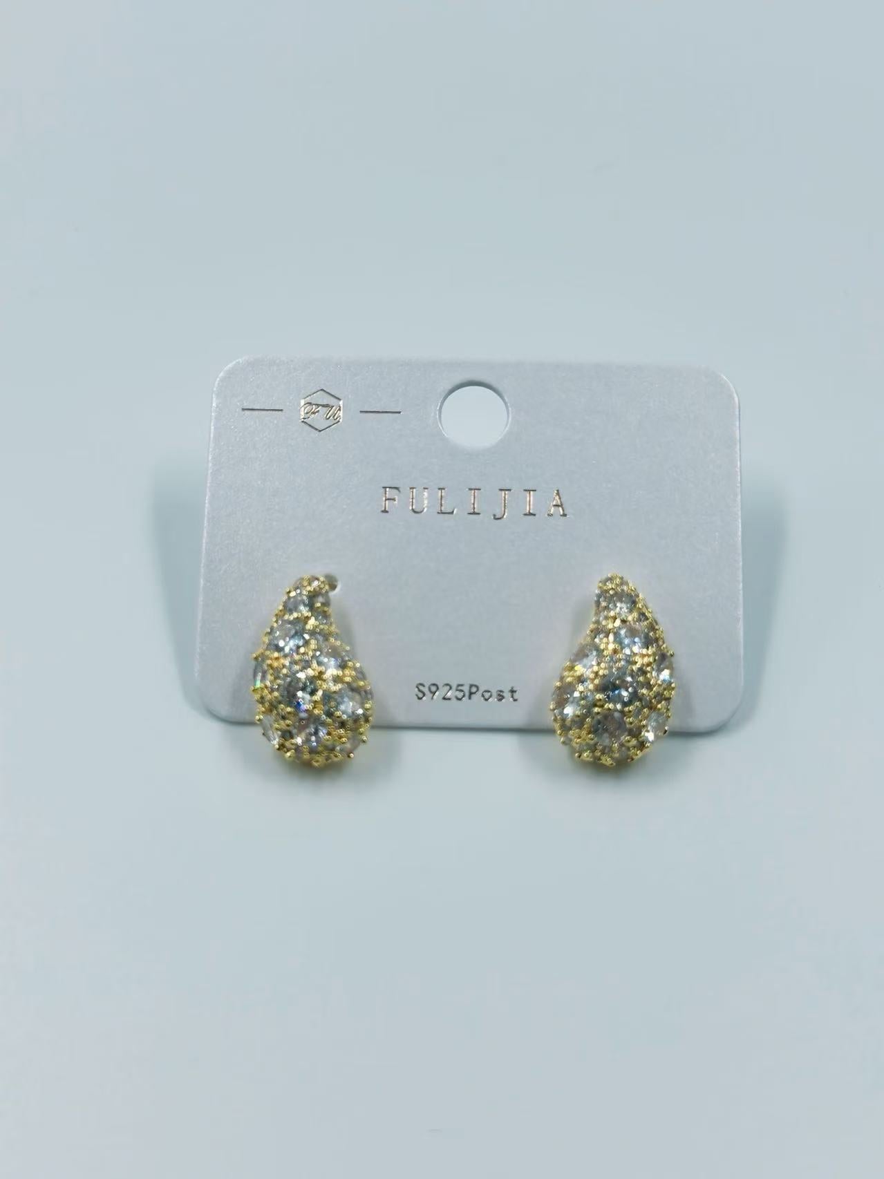 Gold Teardrop Stud Earrings