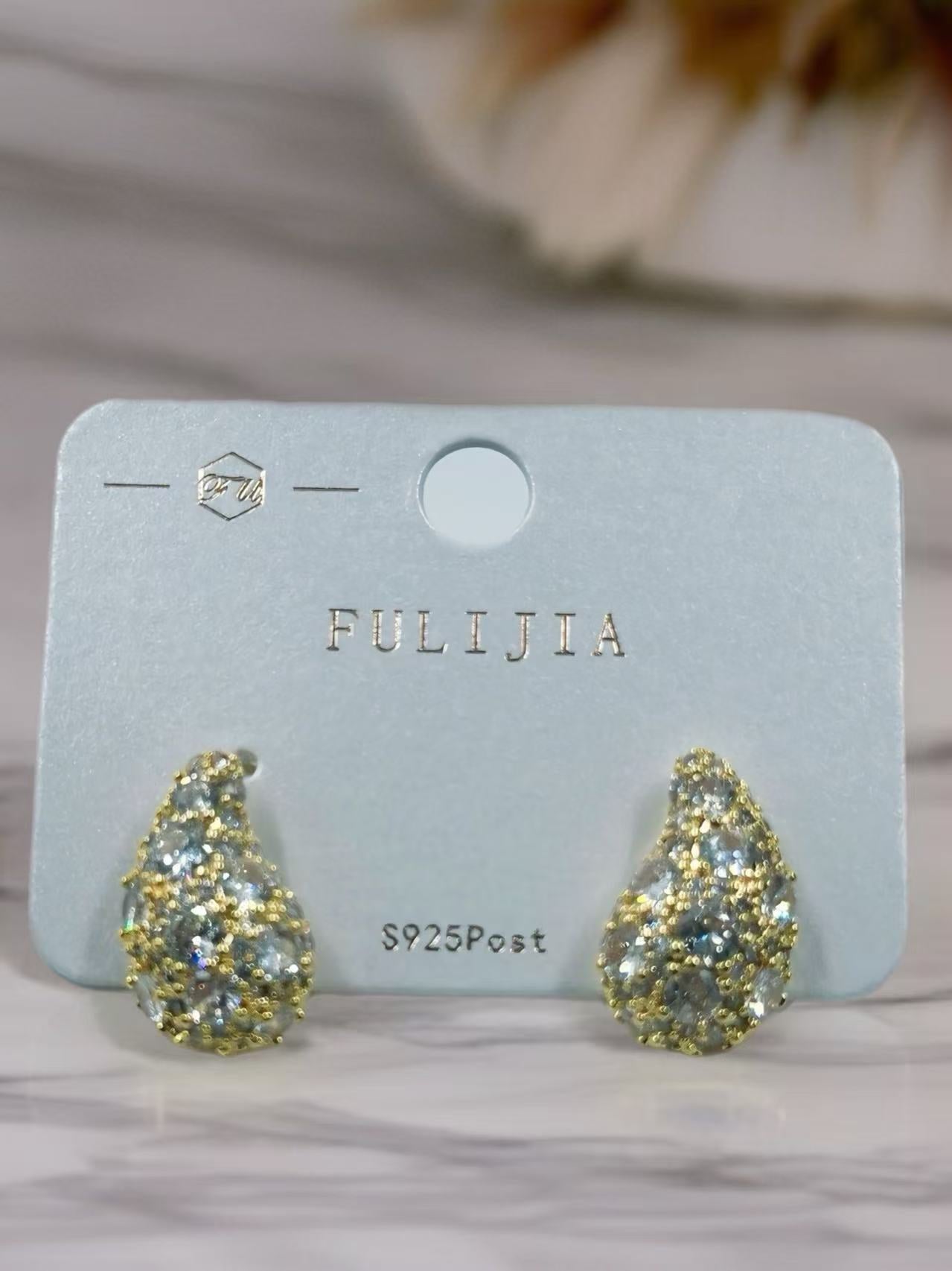 Gold Teardrop Stud Earrings