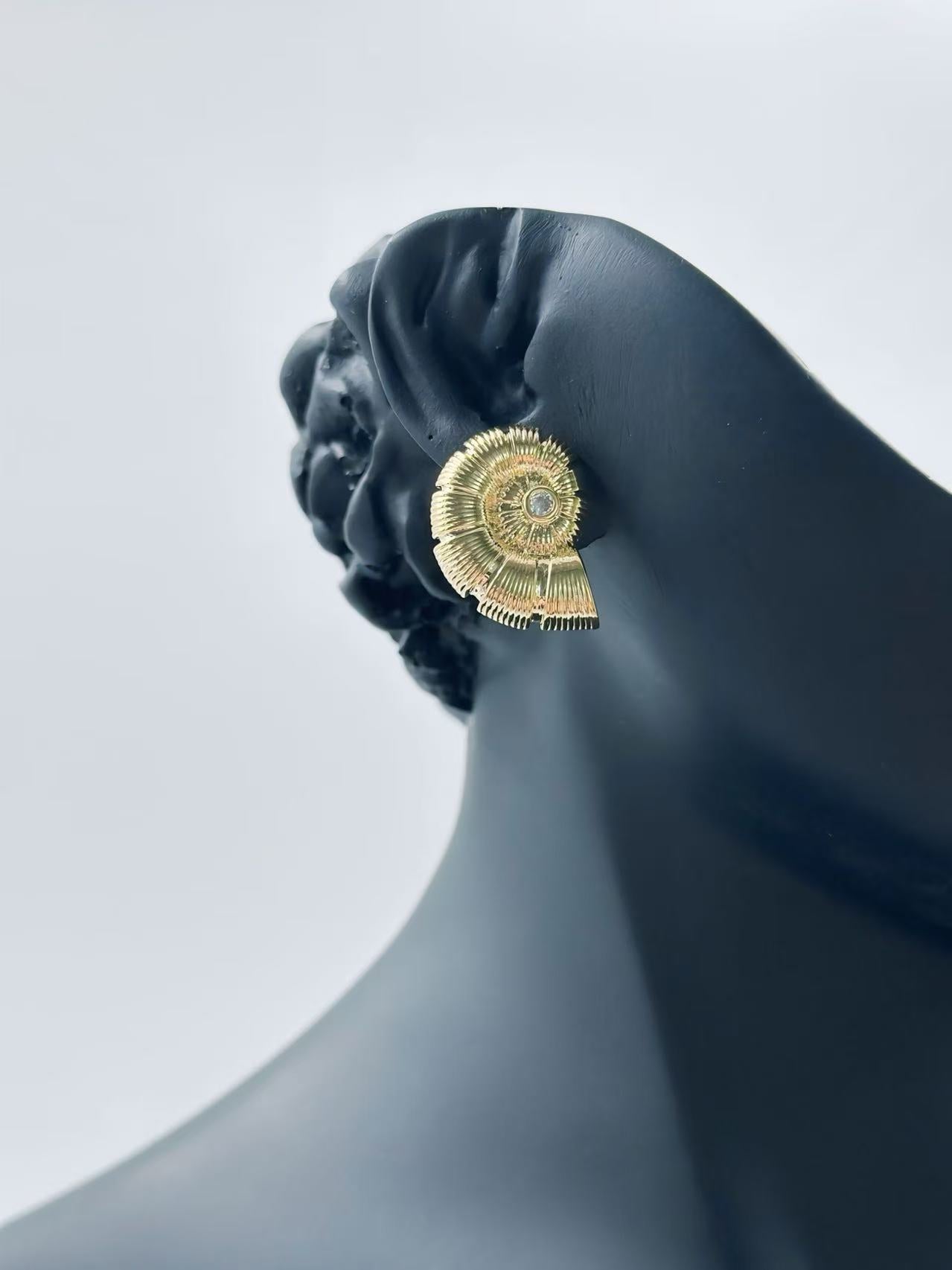 Golden Spiral Shell-Inspired Stud Earrings