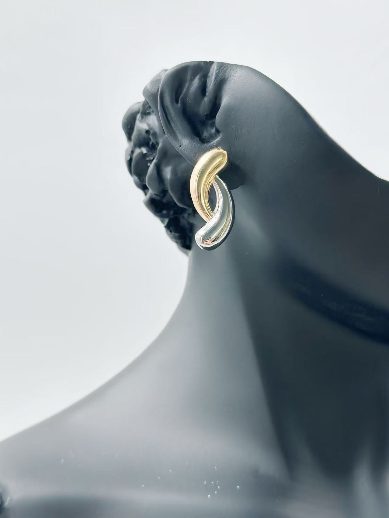 Modern Dual-Tone Twist Drop Earrings