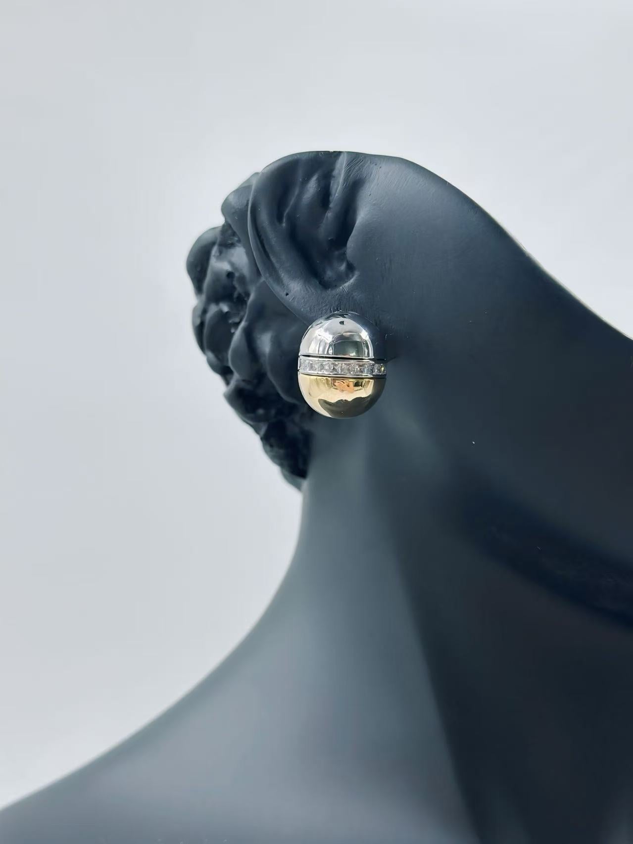 Sleek Half-Dome Two-Tone Stud Earrings