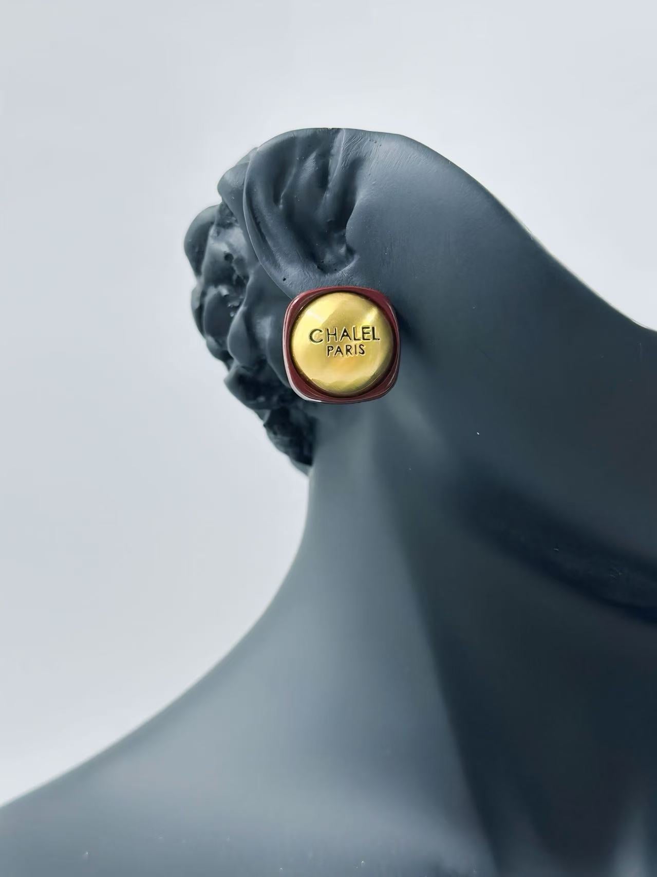 Vintage-Inspired “CHALEL PARIS” Stud Earrings