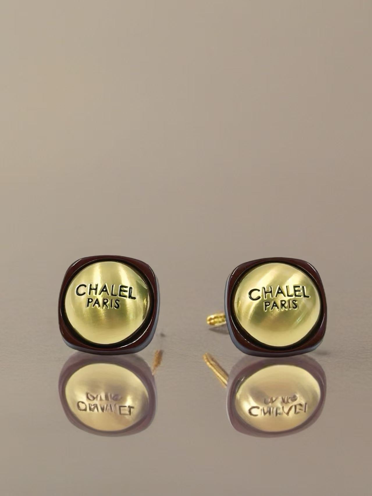 Vintage-Inspired “CHALEL PARIS” Stud Earrings