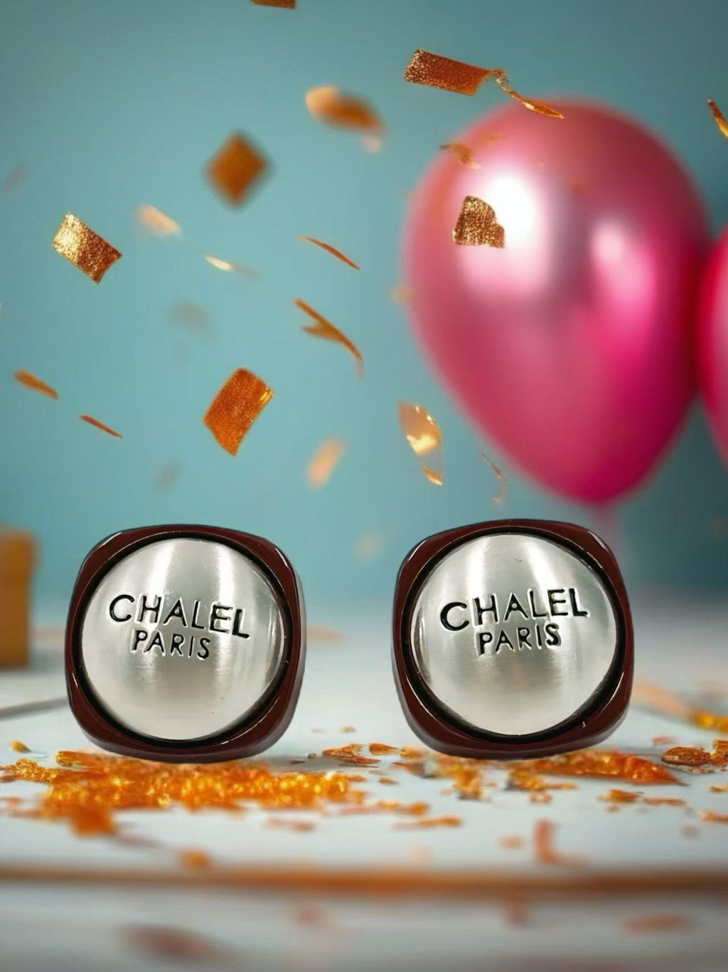 Vintage-Inspired “CHALEL PARIS” Stud Earrings