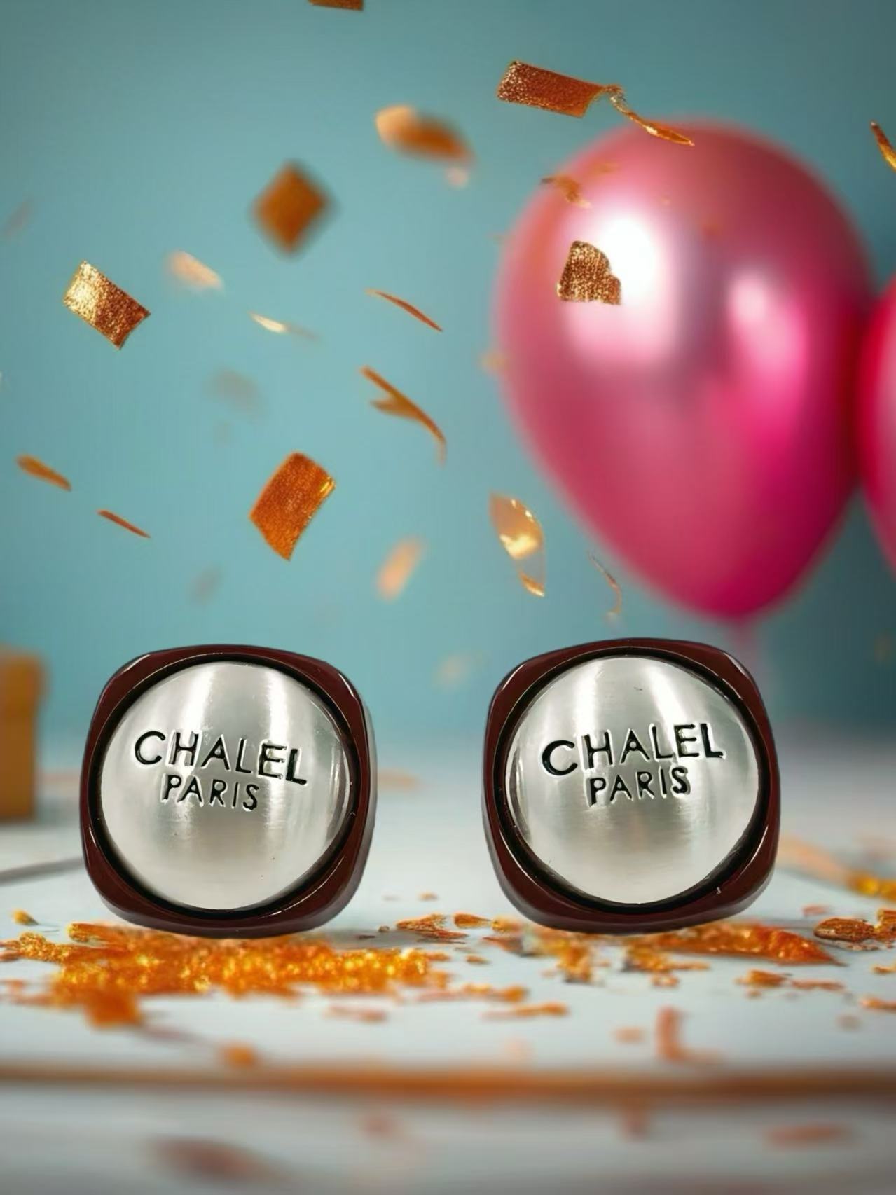 Vintage-Inspired “CHALEL PARIS” Stud Earrings