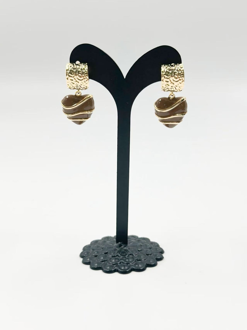 Vintage Gold-Plated Heart Drop Earrings