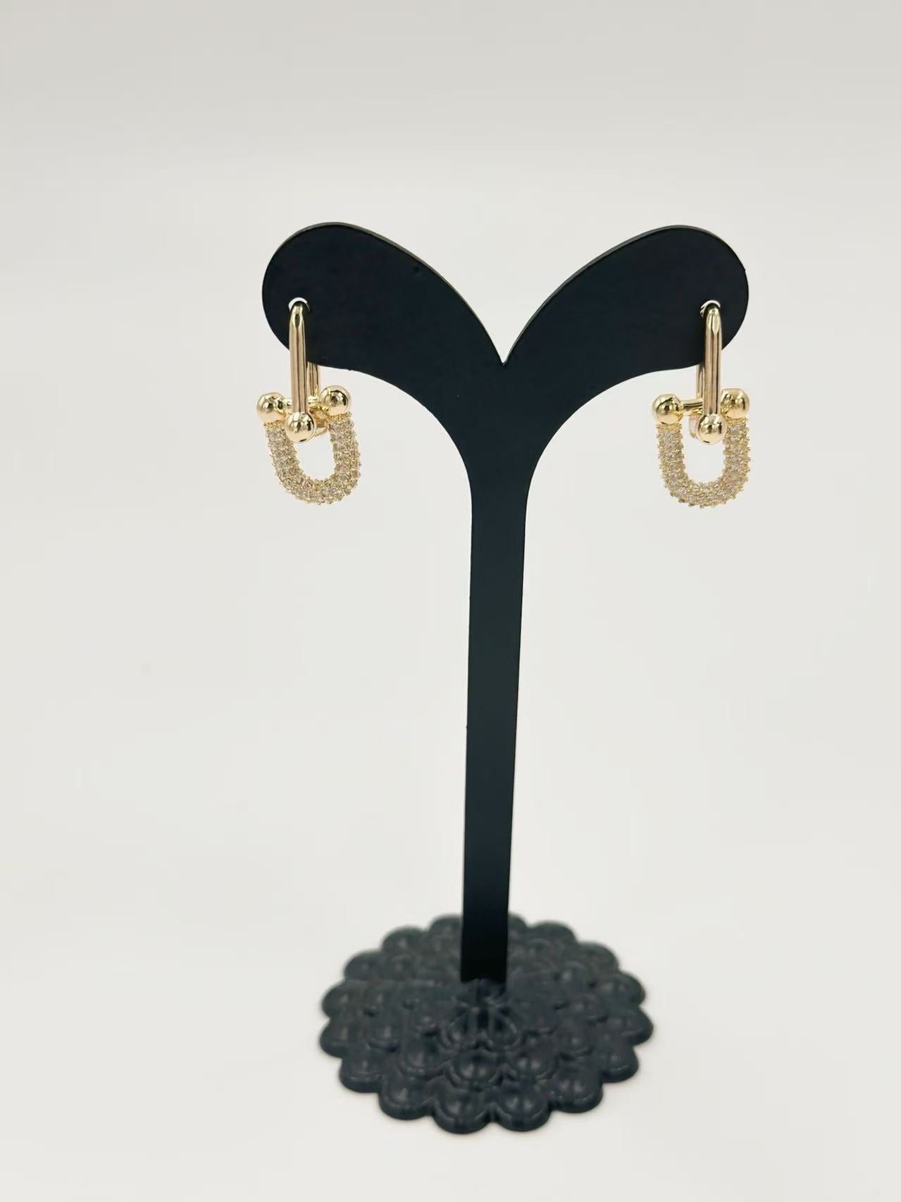 Elegant Gold-Tone U-Shaped Drop Earrings