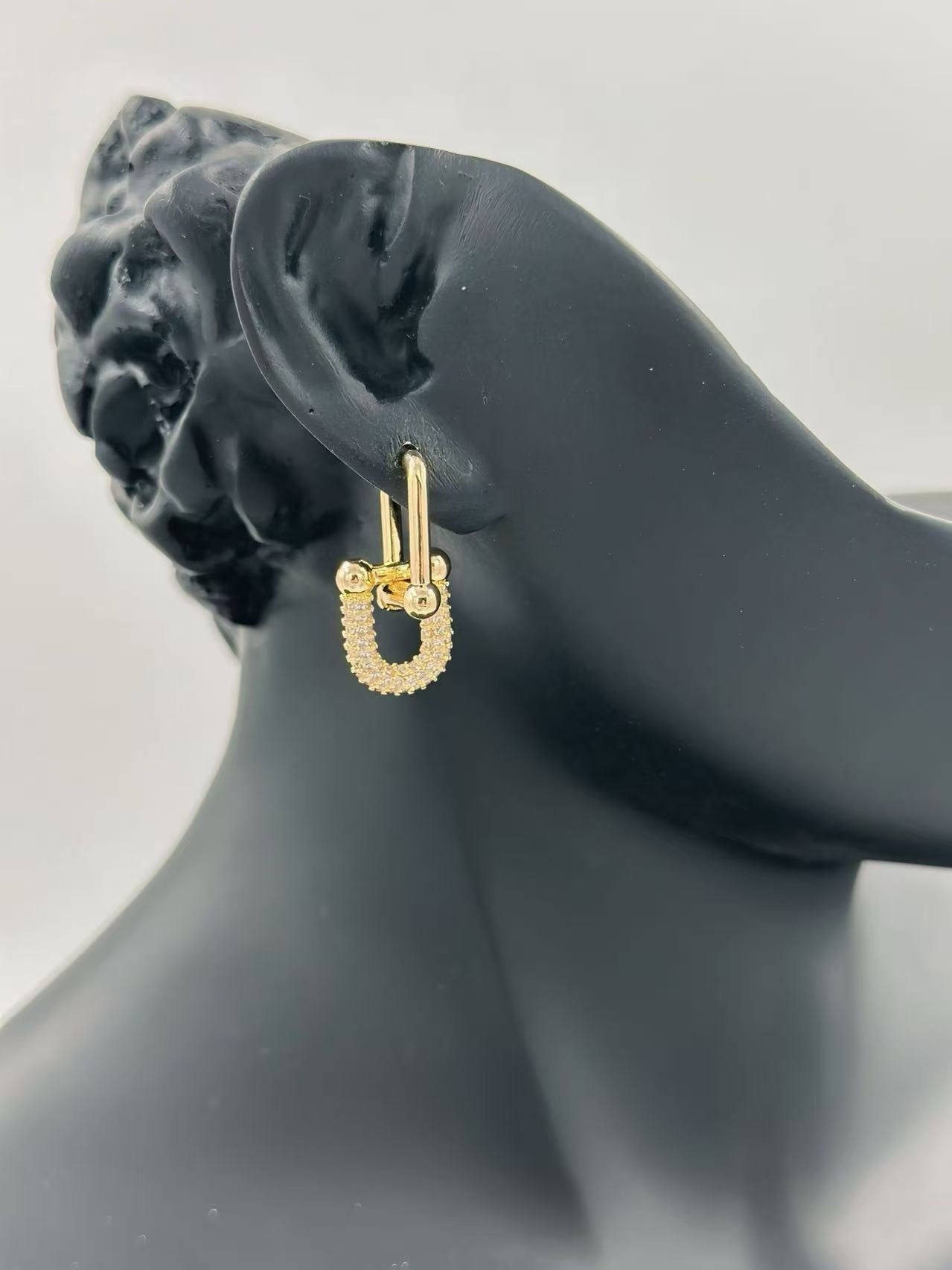 Elegant Gold-Tone U-Shaped Drop Earrings