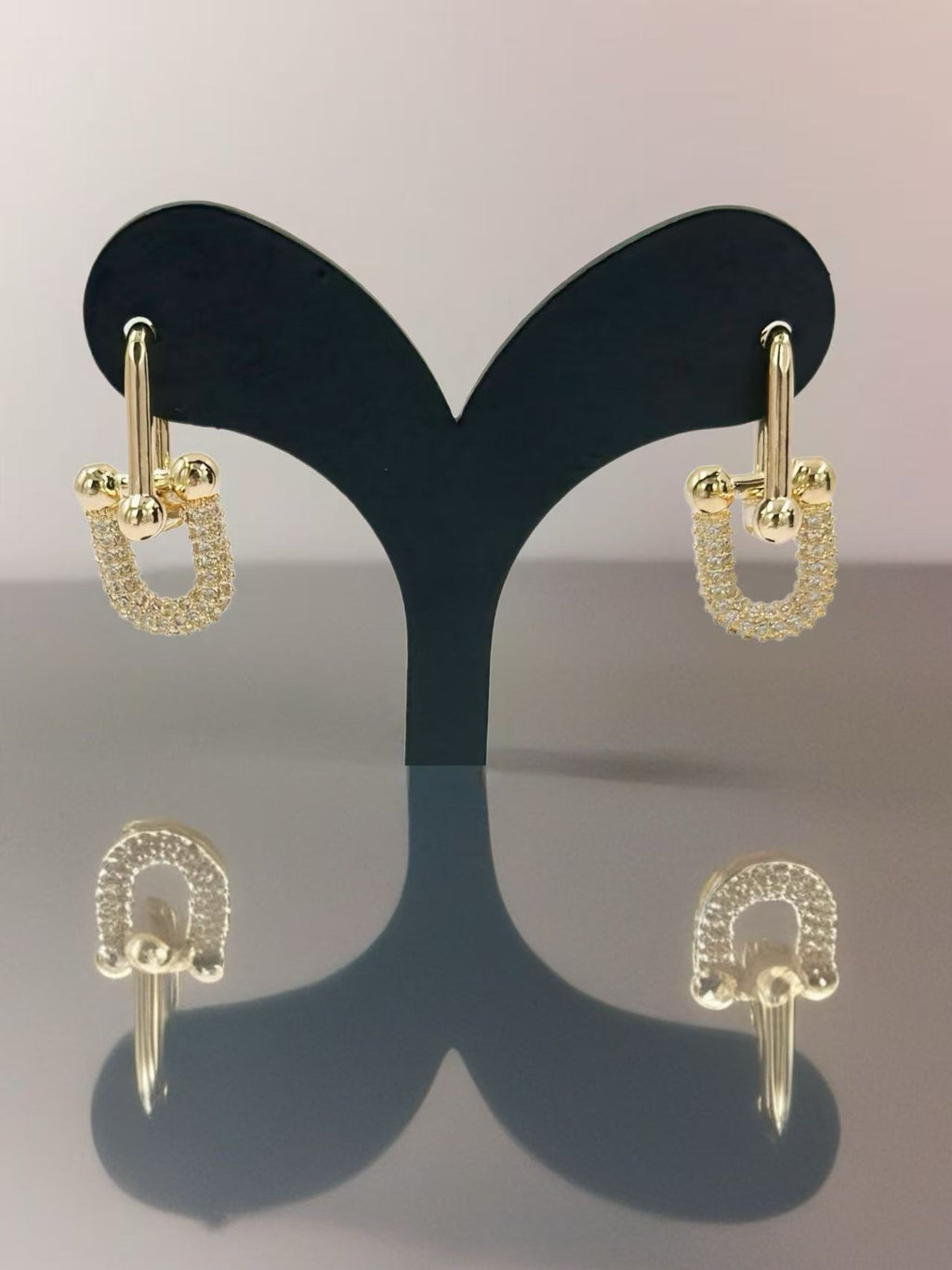 Elegant Gold-Tone U-Shaped Drop Earrings