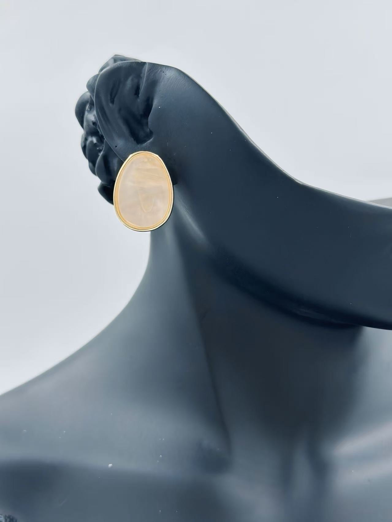 Oval Shell Stud Earrings – Gold & Silver Tone Variants