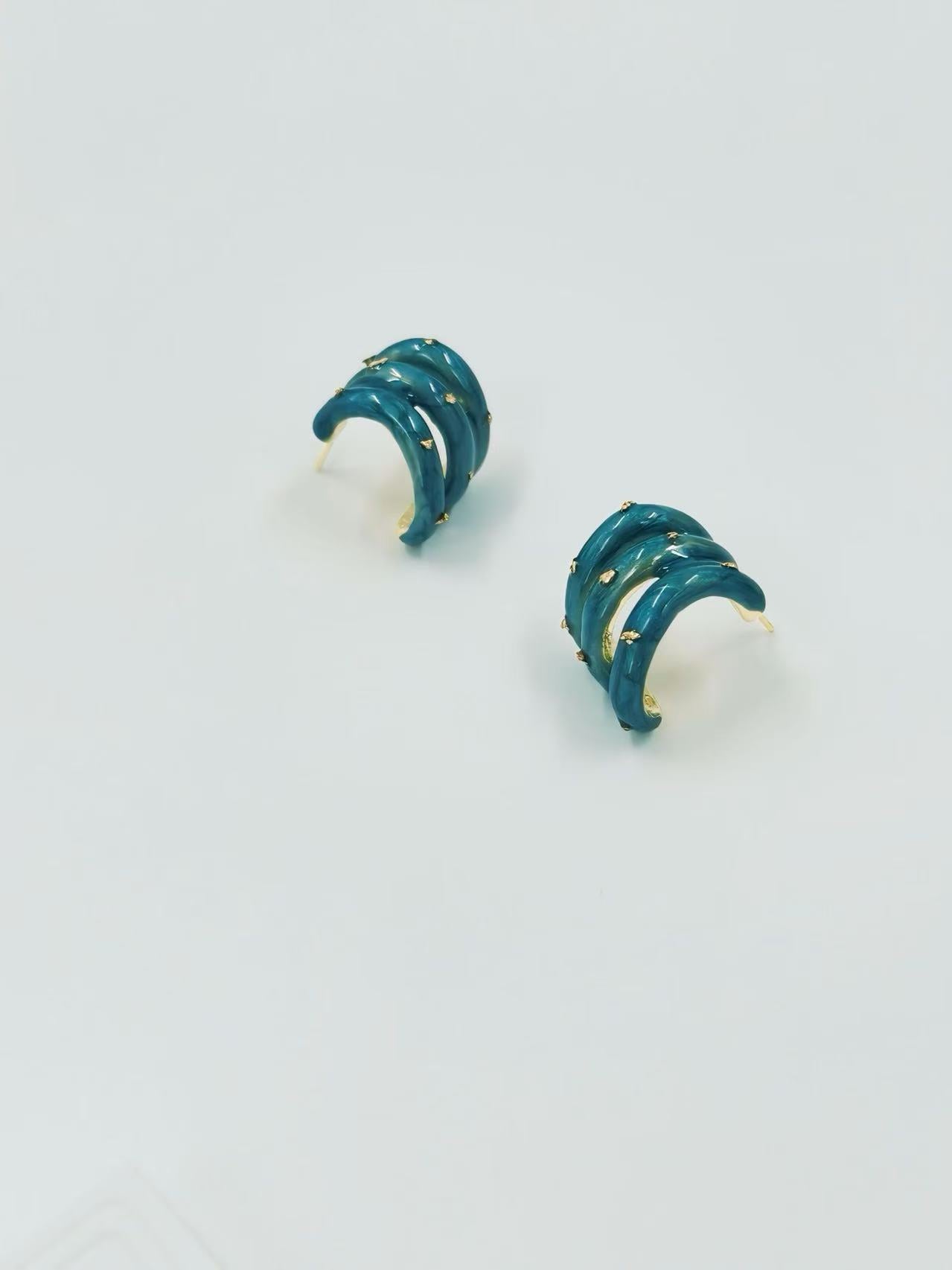Triple Twist Chunky Stud Earrings – Multicolor Set