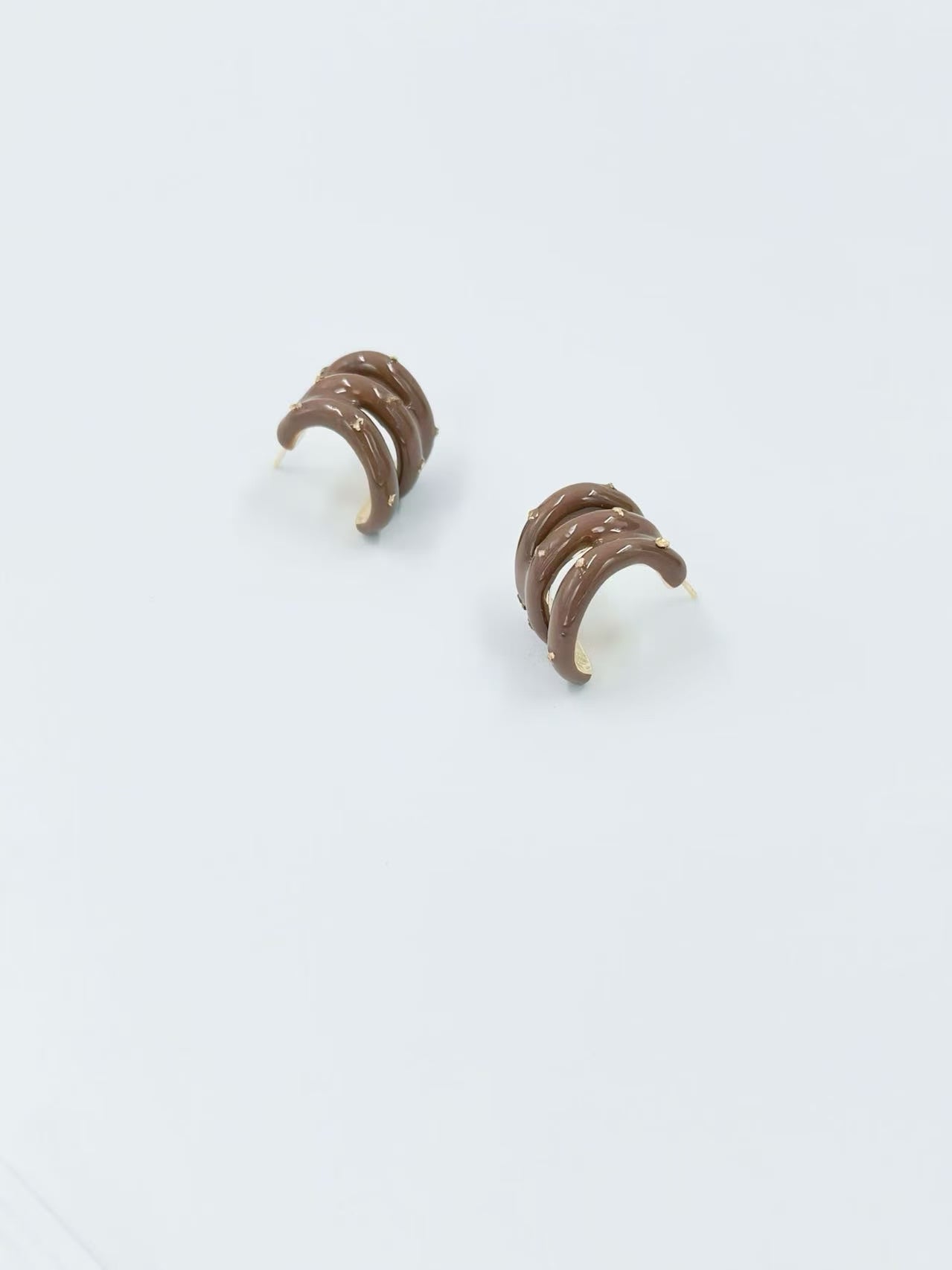 Triple Twist Chunky Stud Earrings – Multicolor Set