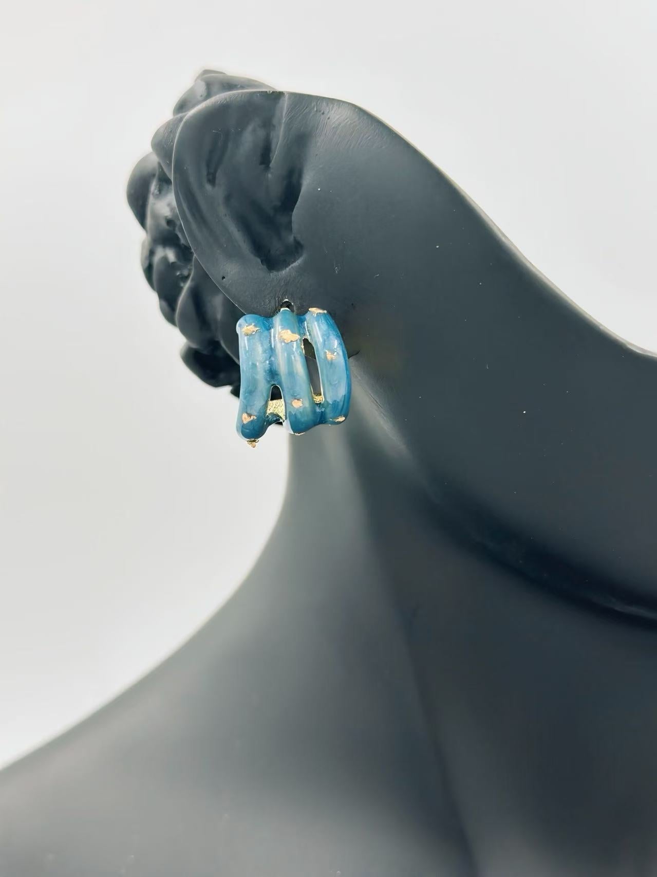Triple Twist Chunky Stud Earrings – Multicolor Set