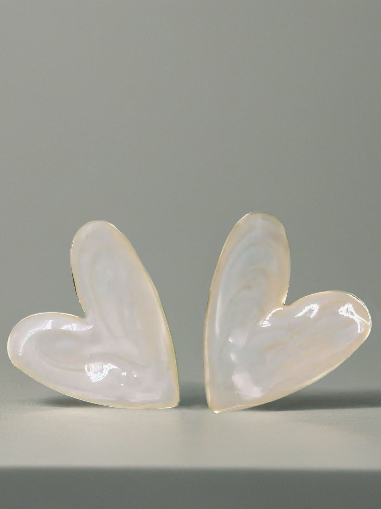 Glossy Asymmetrical Heart Stud Earrings – Multicolor Collection