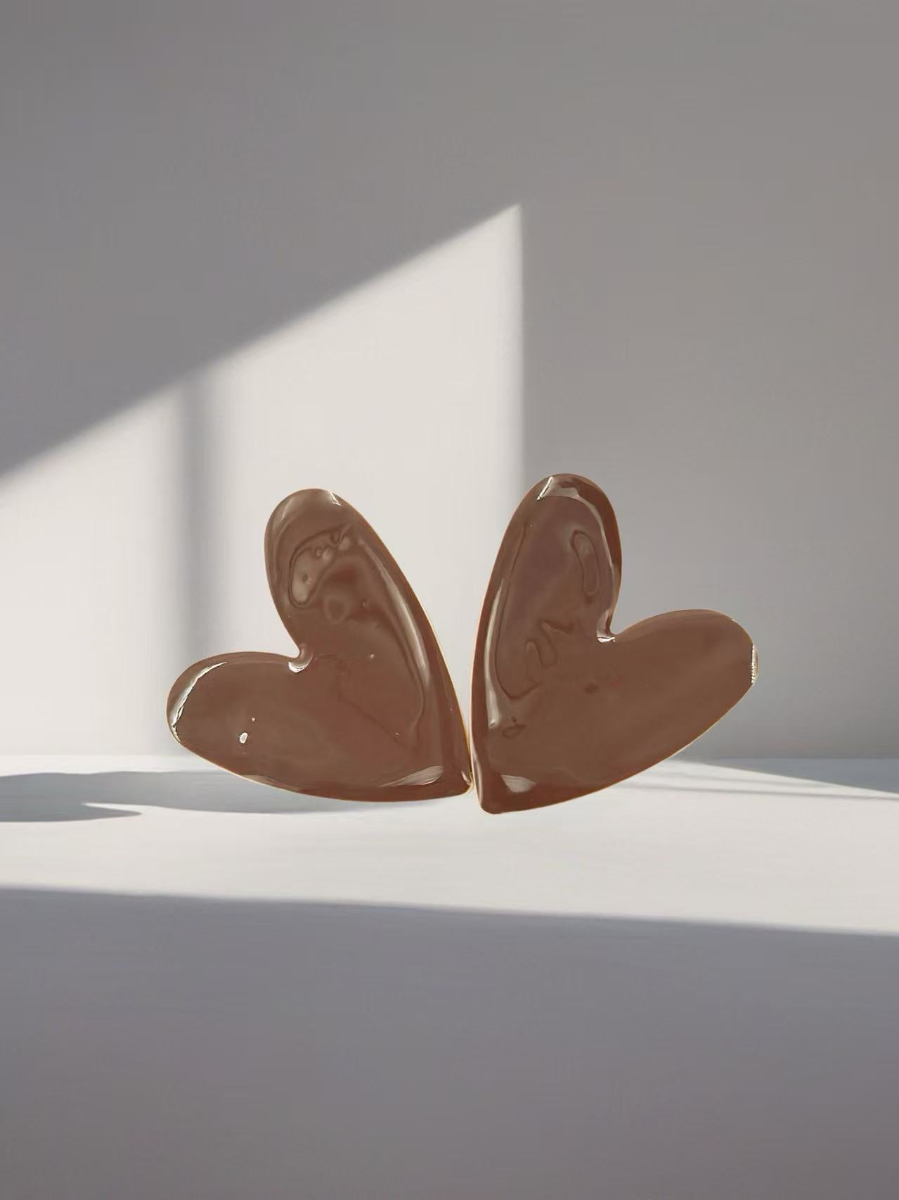 Glossy Asymmetrical Heart Stud Earrings – Multicolor Collection