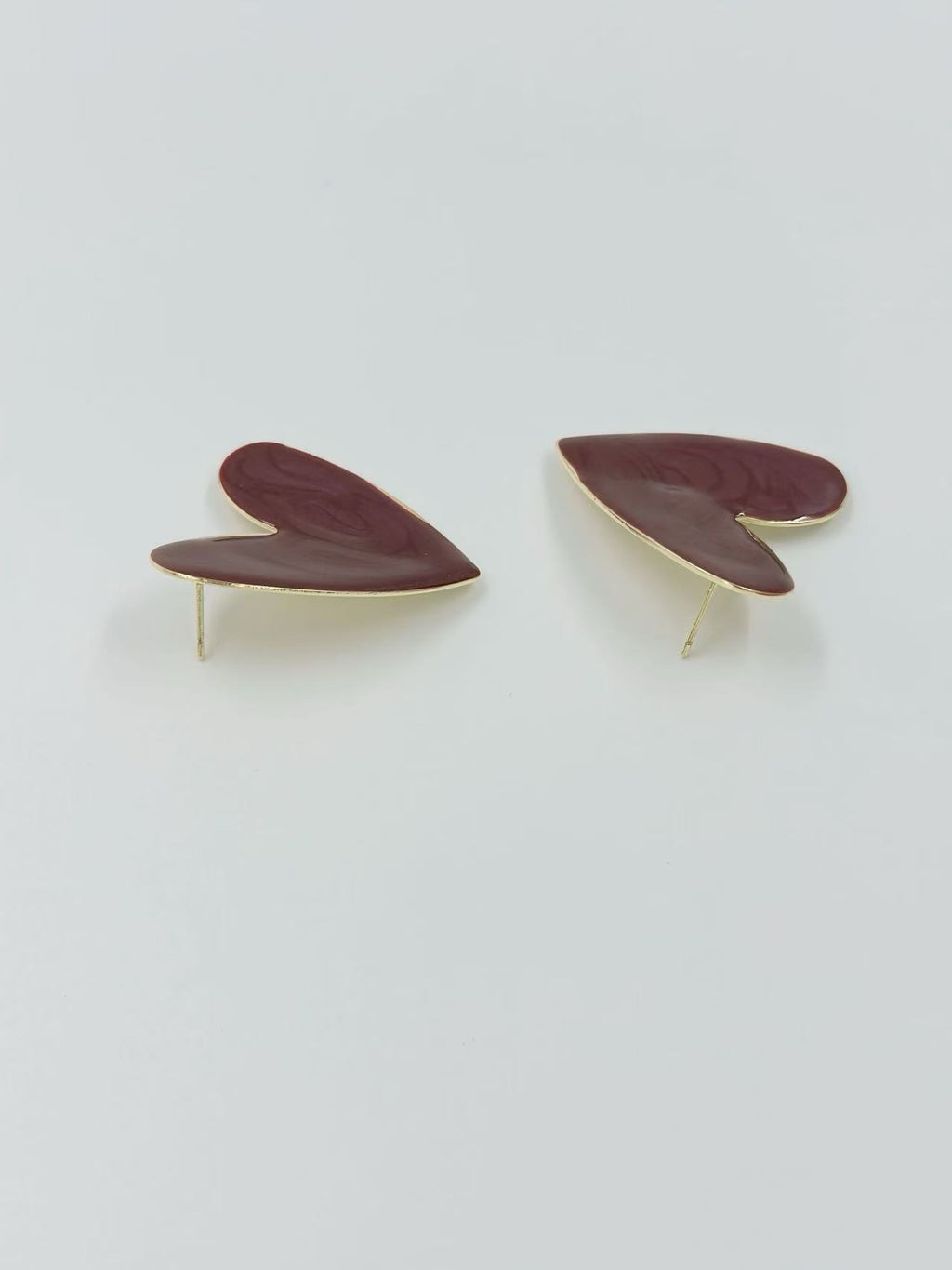 Glossy Asymmetrical Heart Stud Earrings – Multicolor Collection