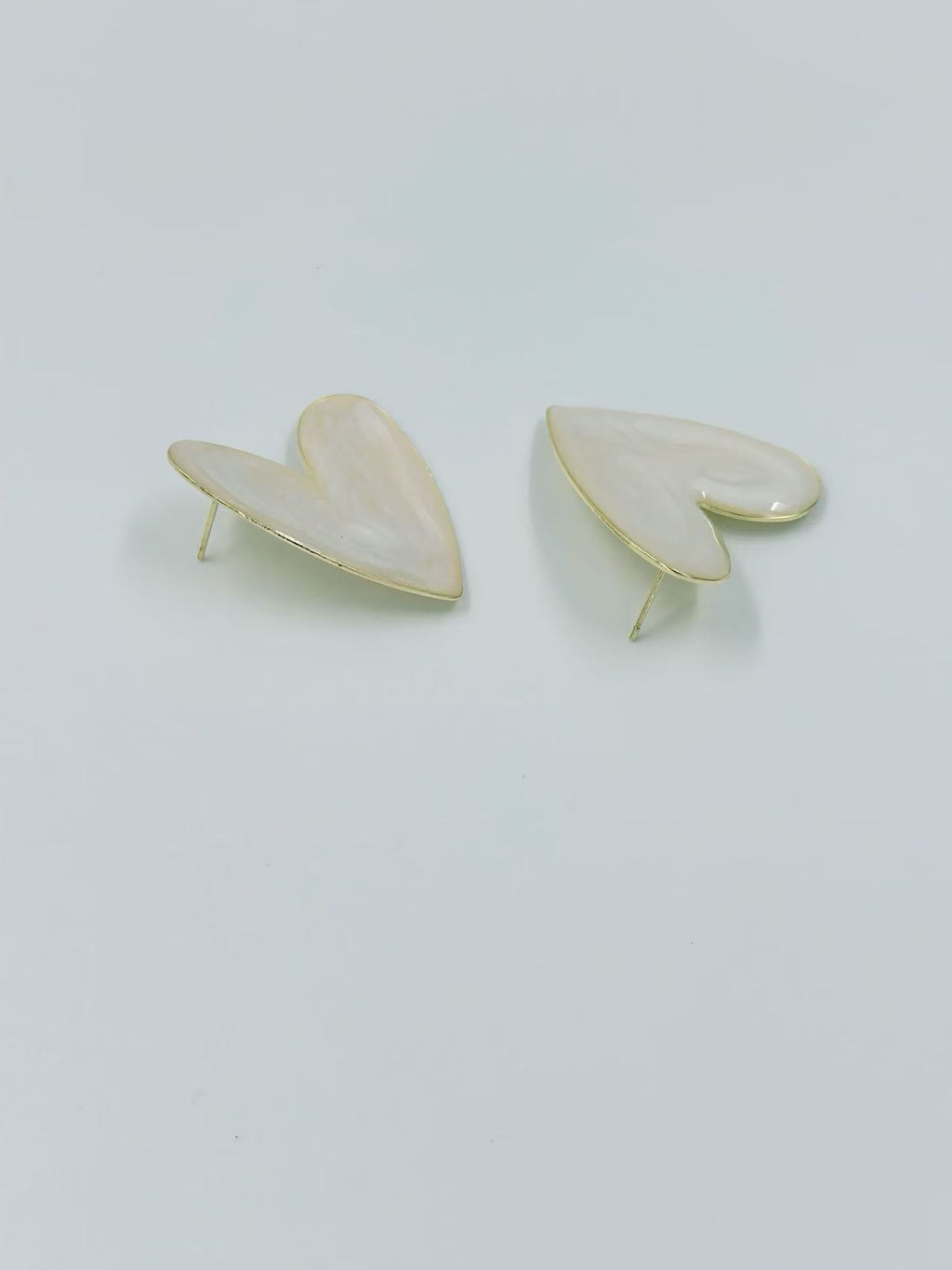 Glossy Asymmetrical Heart Stud Earrings – Multicolor Collection