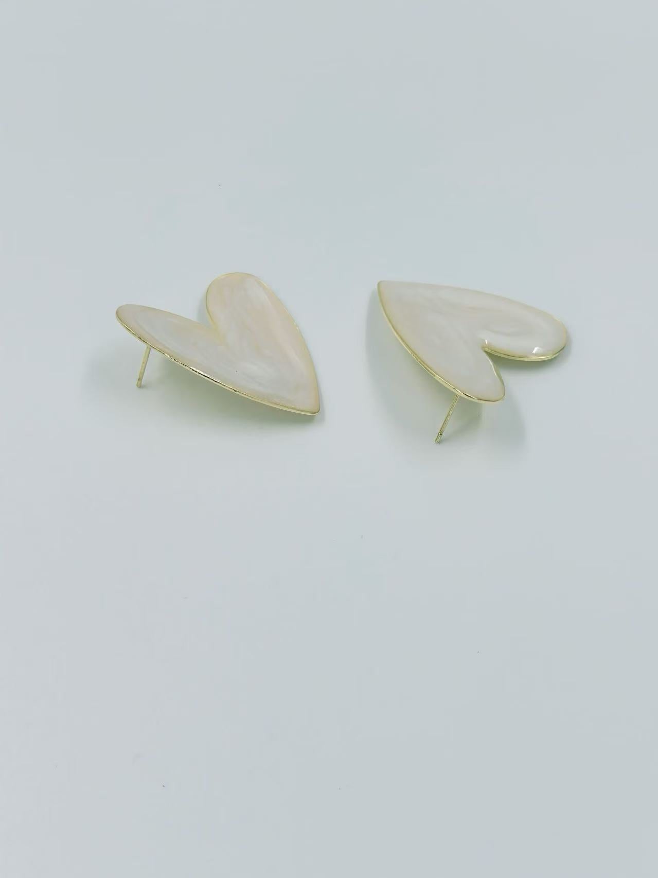 Glossy Asymmetrical Heart Stud Earrings – Multicolor Collection
