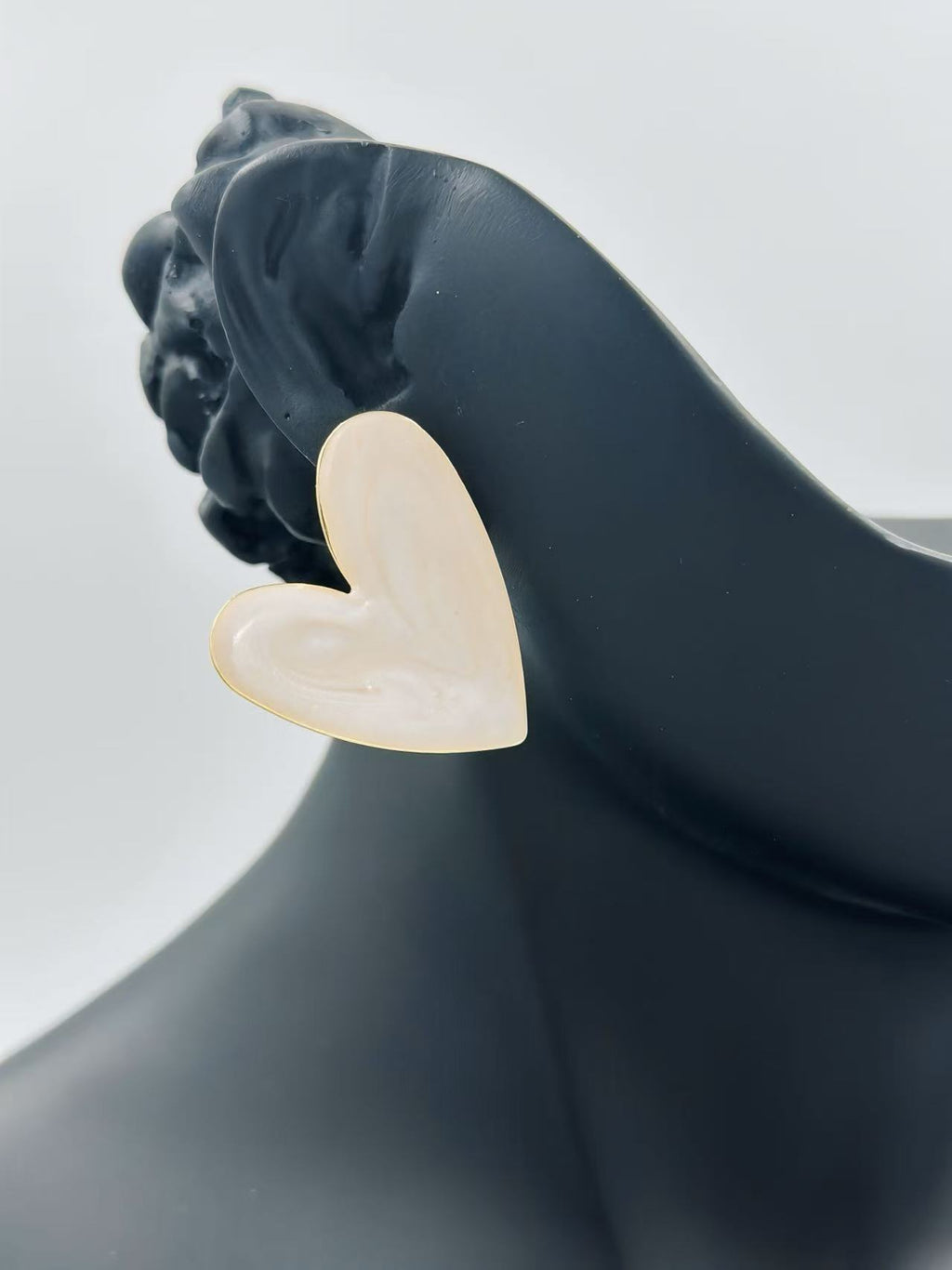 Glossy Asymmetrical Heart Stud Earrings – Multicolor Collection