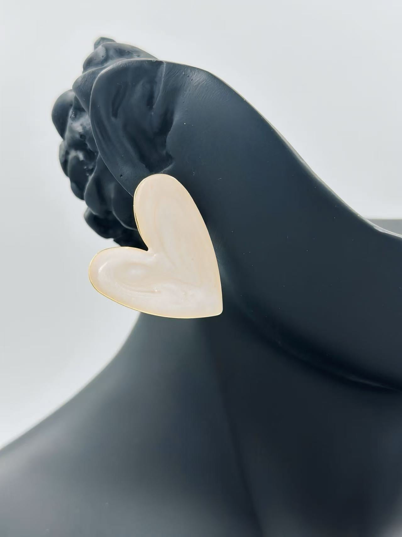 Glossy Asymmetrical Heart Stud Earrings – Multicolor Collection