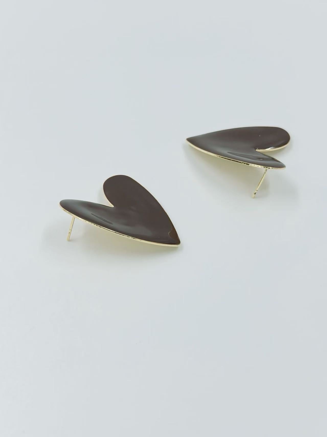 Glossy Asymmetrical Heart Stud Earrings – Multicolor Collection
