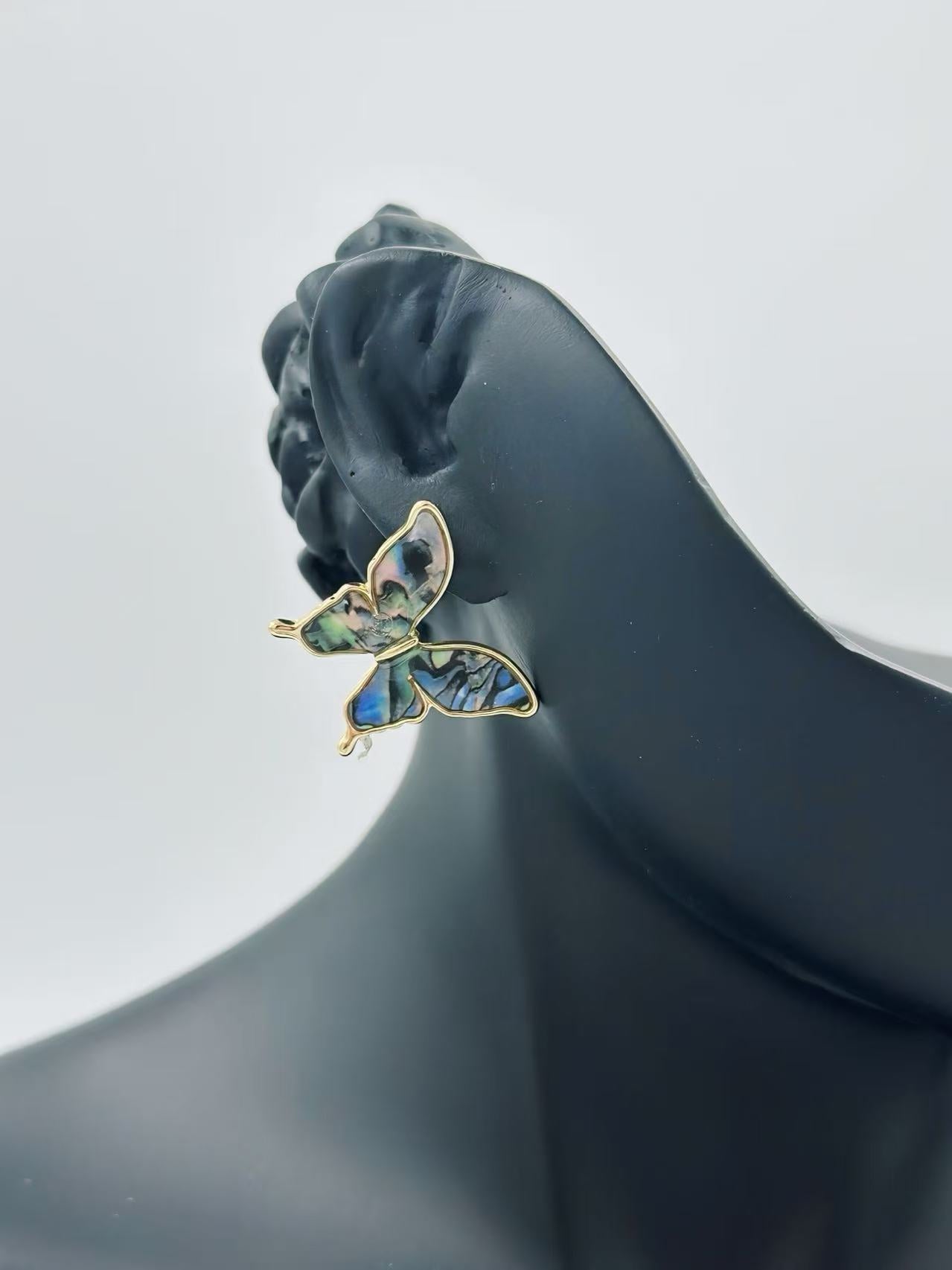 Butterfly Stud Earrings – Gold & Silver Frames