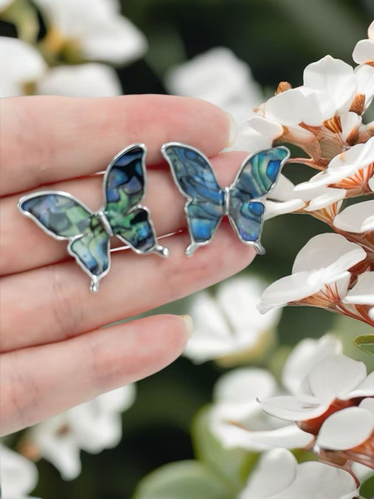 Butterfly Stud Earrings – Gold & Silver Frames