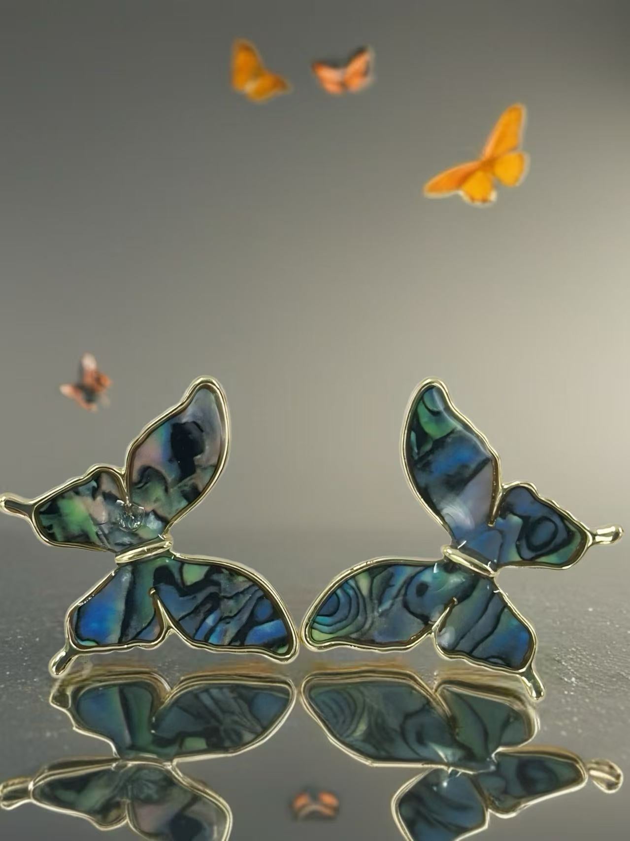 Butterfly Stud Earrings – Gold & Silver Frames