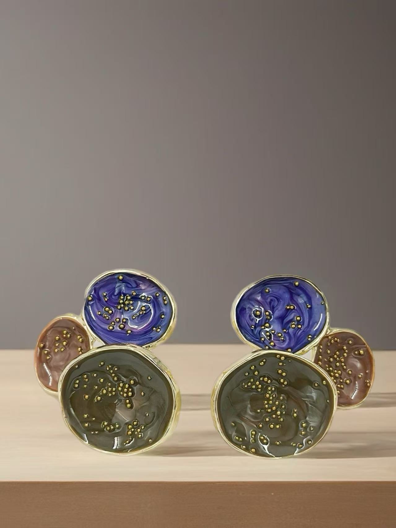 Abstract Multi-Disc Enamel Stud Earrings – Galaxy Swirl Collection