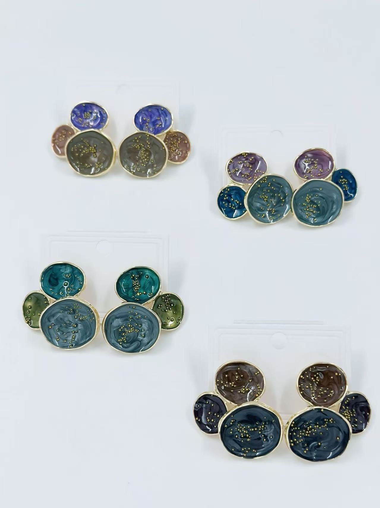Abstract Multi-Disc Enamel Stud Earrings – Galaxy Swirl Collection