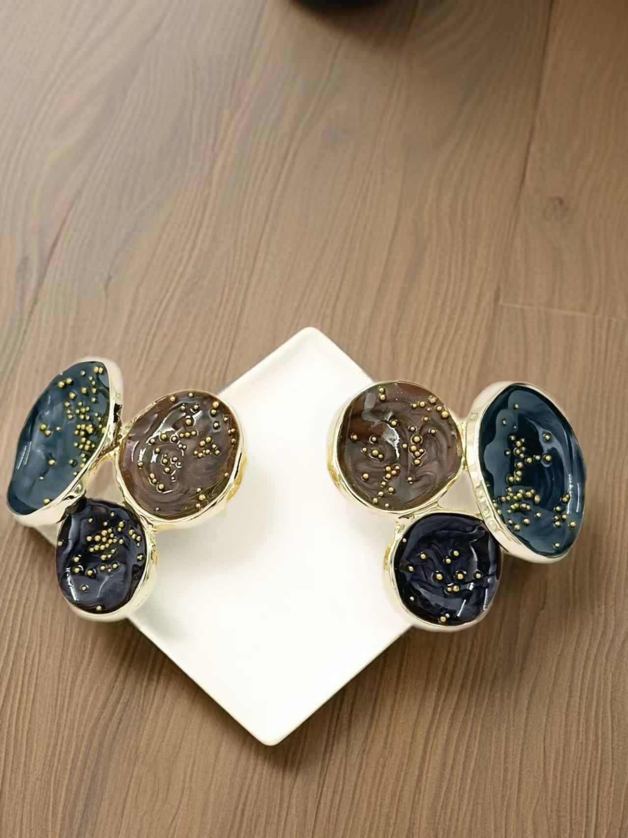 Abstract Multi-Disc Enamel Stud Earrings – Galaxy Swirl Collection