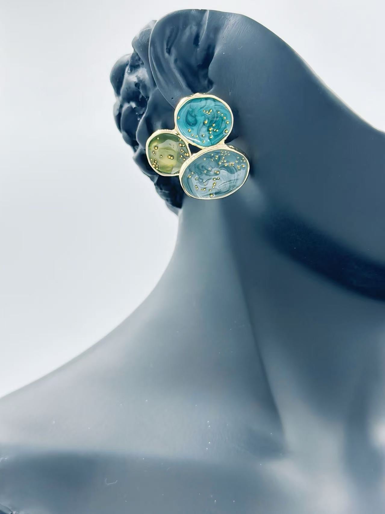 Abstract Multi-Disc Enamel Stud Earrings – Galaxy Swirl Collection