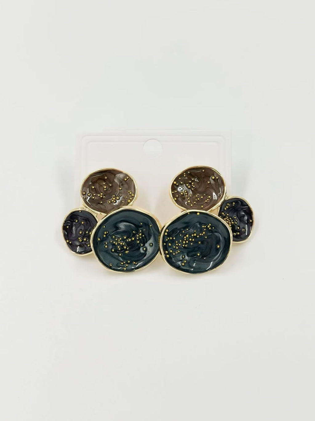 Abstract Multi-Disc Enamel Stud Earrings – Galaxy Swirl Collection