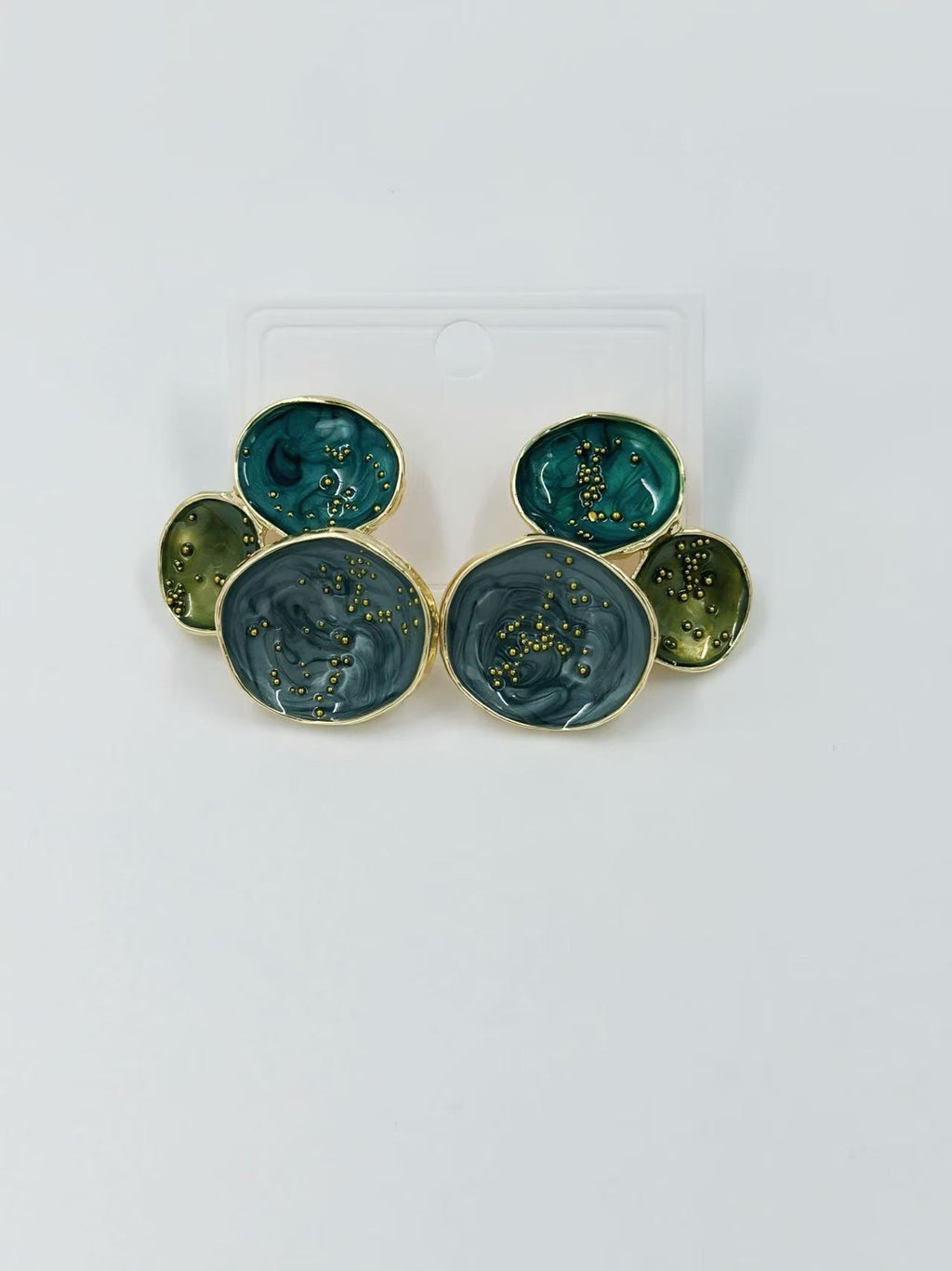 Abstract Multi-Disc Enamel Stud Earrings – Galaxy Swirl Collection