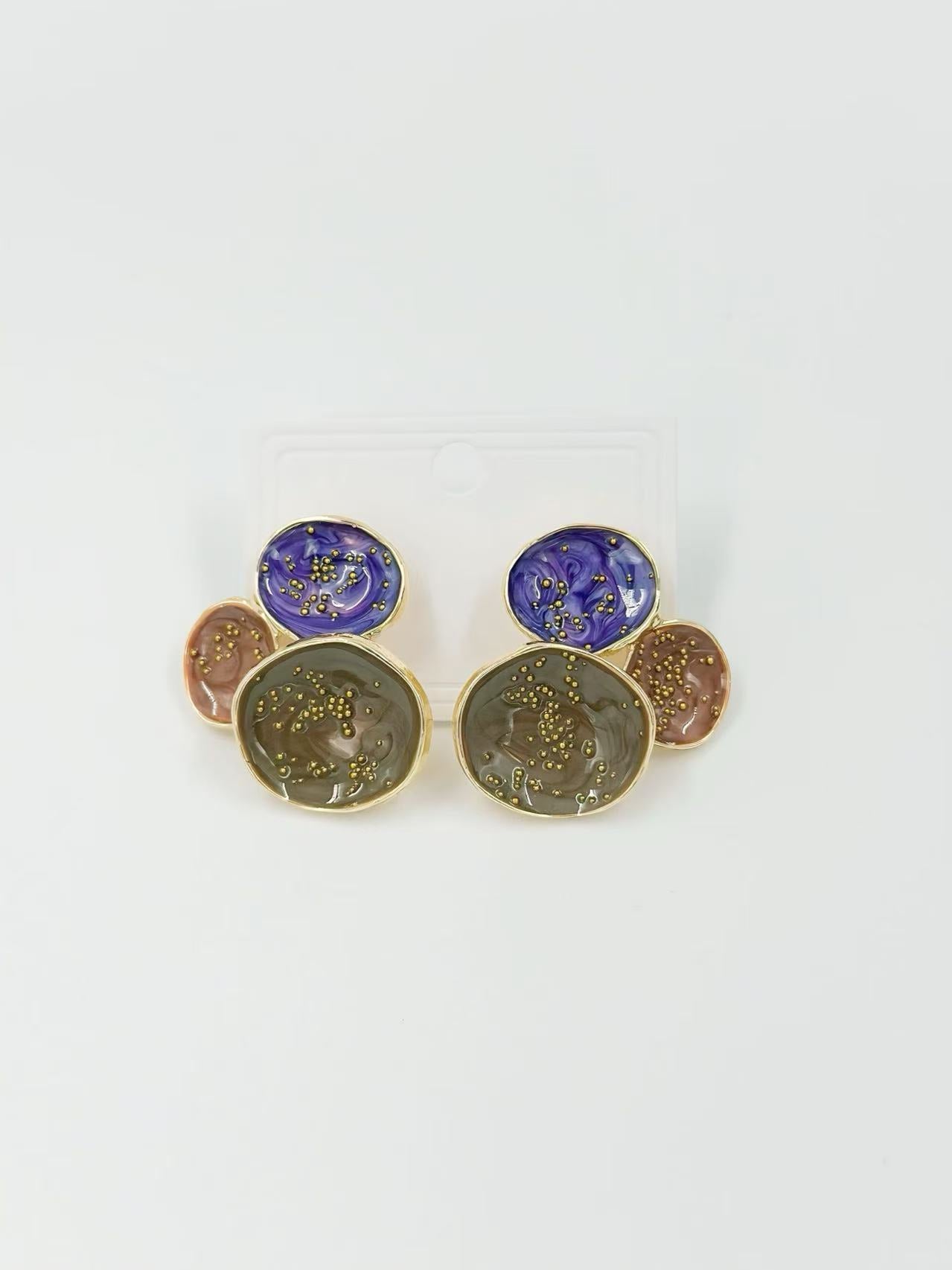 Abstract Multi-Disc Enamel Stud Earrings – Galaxy Swirl Collection