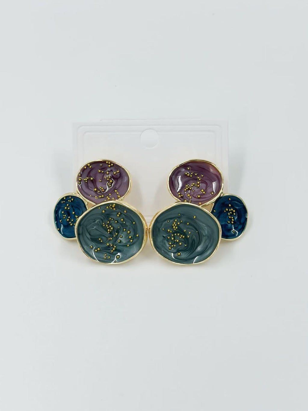 Abstract Multi-Disc Enamel Stud Earrings – Galaxy Swirl Collection