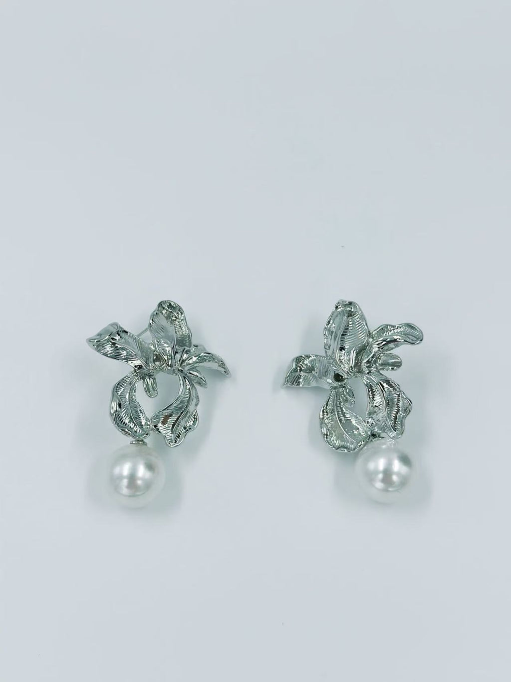 Silver-Tone Floral Drop Earrings