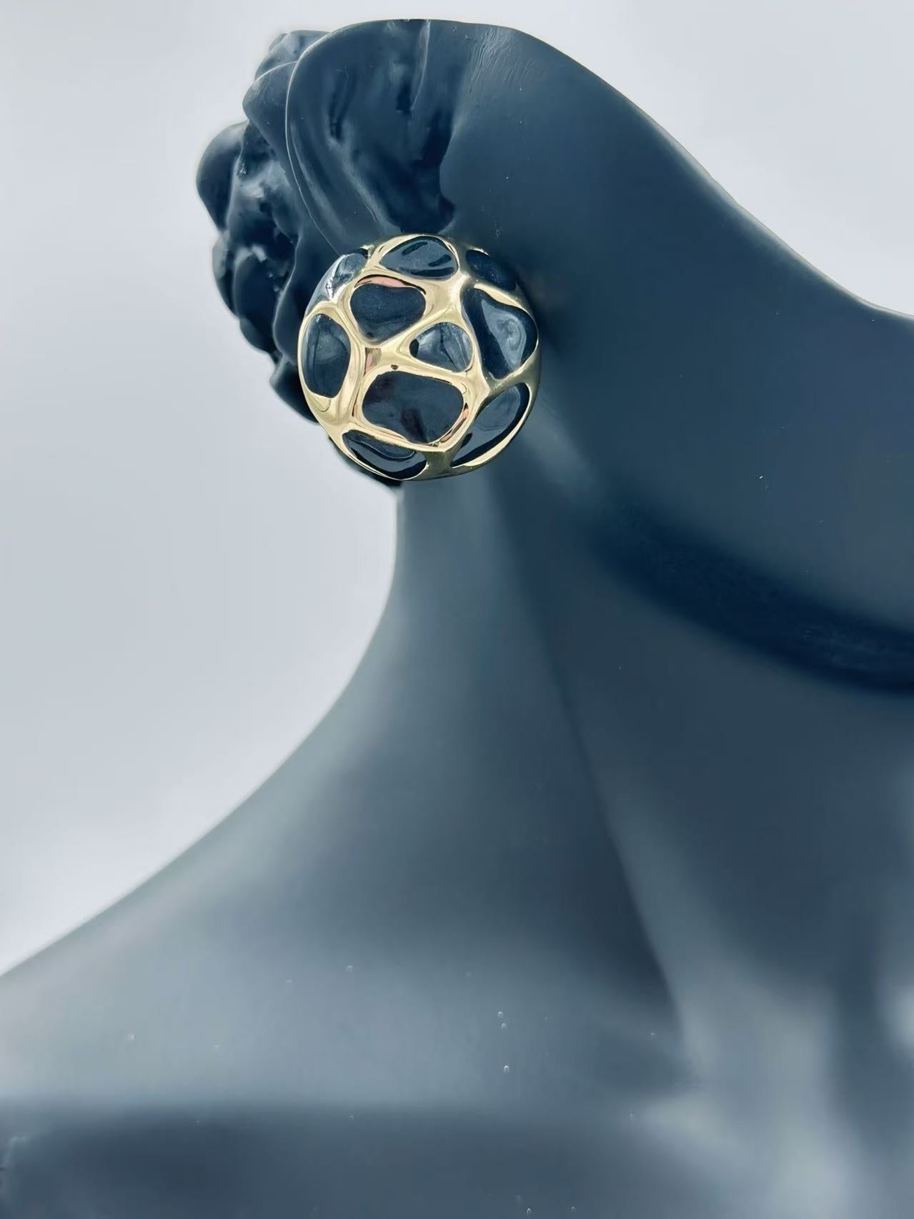 Retro Dome Mosaic Enamel Stud Earrings
