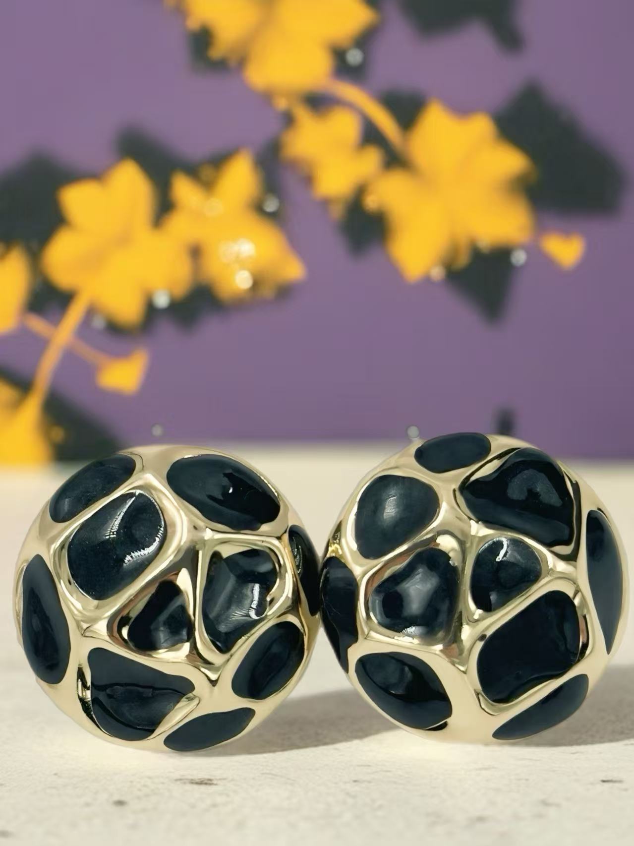 Retro Dome Mosaic Enamel Stud Earrings
