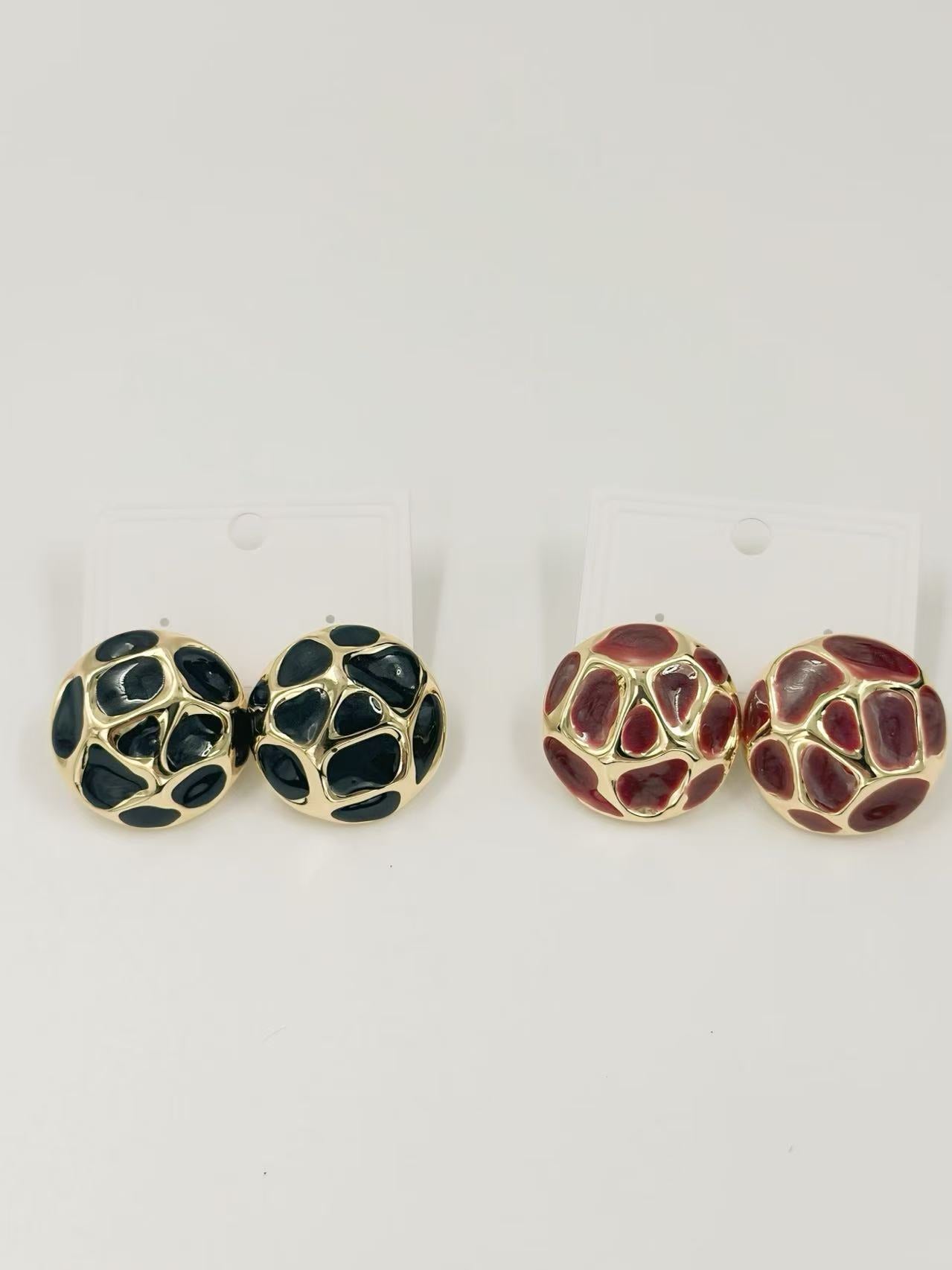 Retro Dome Mosaic Enamel Stud Earrings