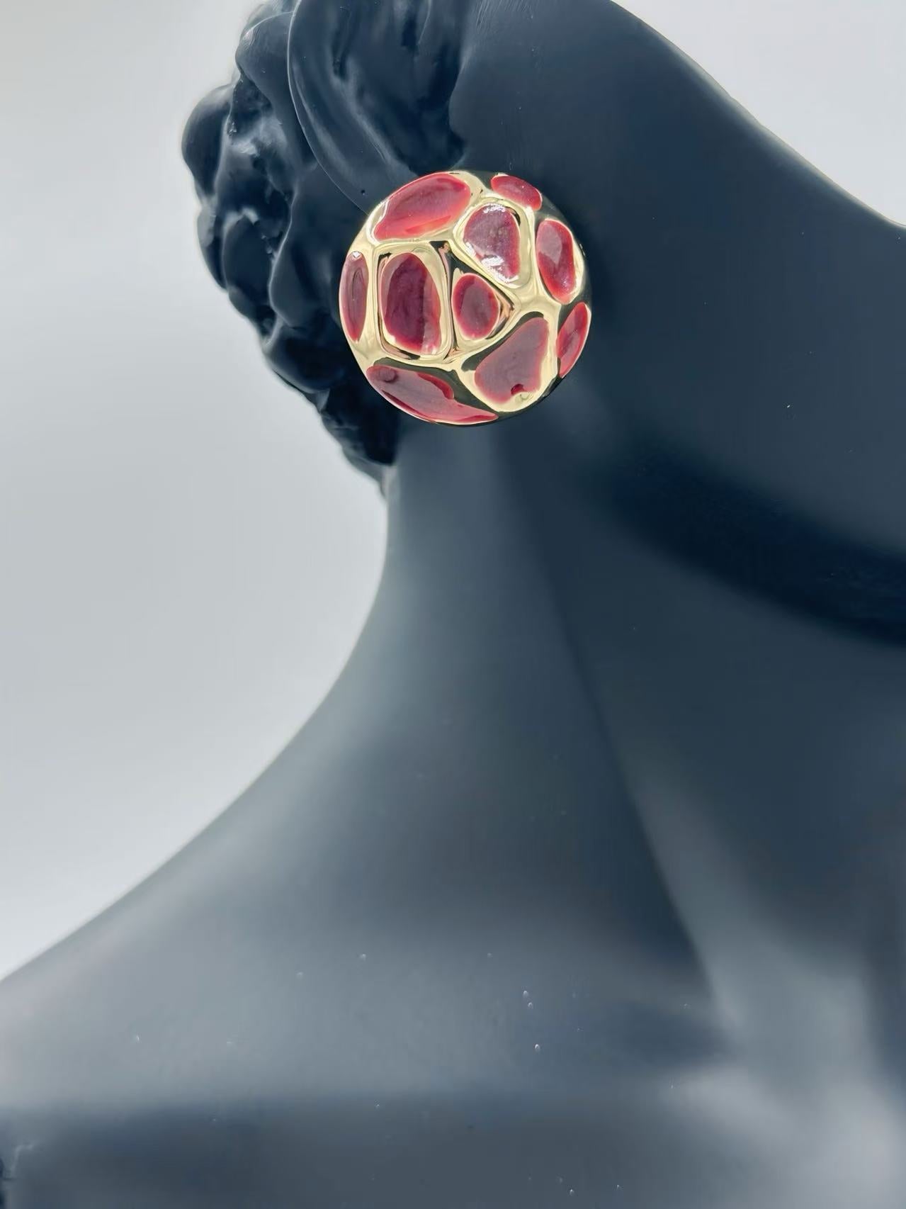 Retro Dome Mosaic Enamel Stud Earrings