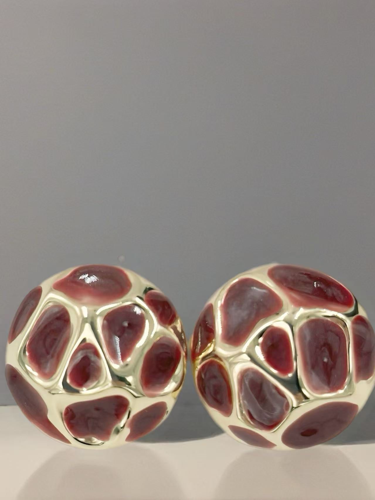 Retro Dome Mosaic Enamel Stud Earrings
